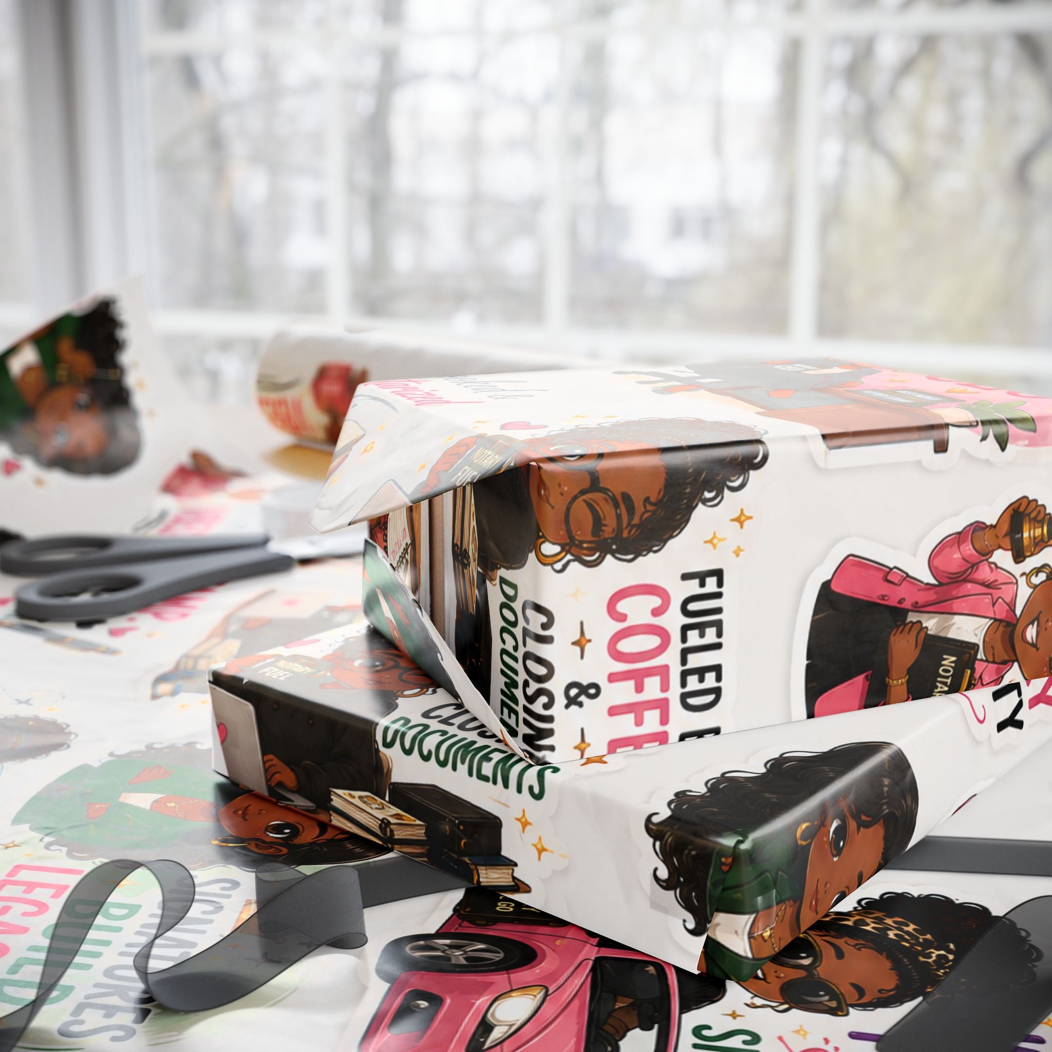 Notary Girl Boss Wrapping Paper – Mobile Notary & Signing Agent Gift Wrap🌍📜✨