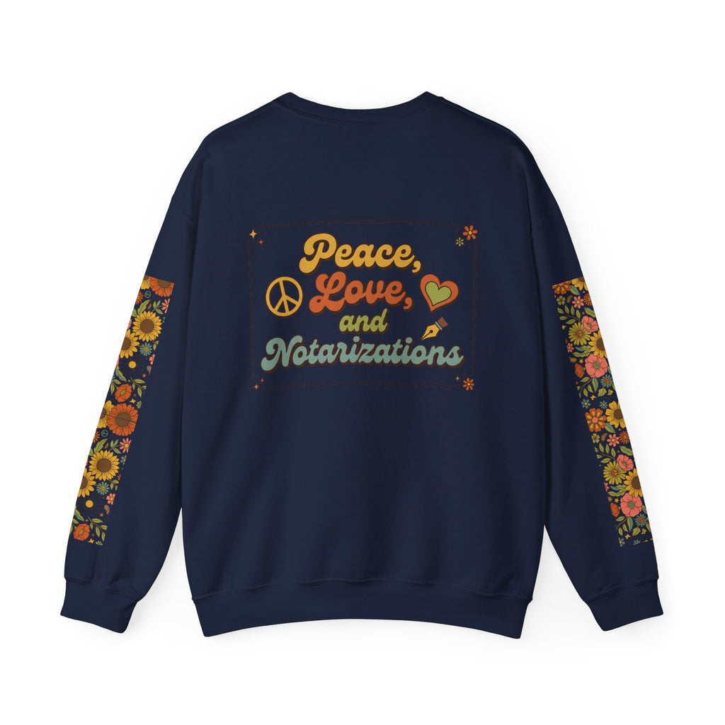 Peace, Love & Notarizations Cozy  Crewneck Sweatshirt ☮️❤️🖋️