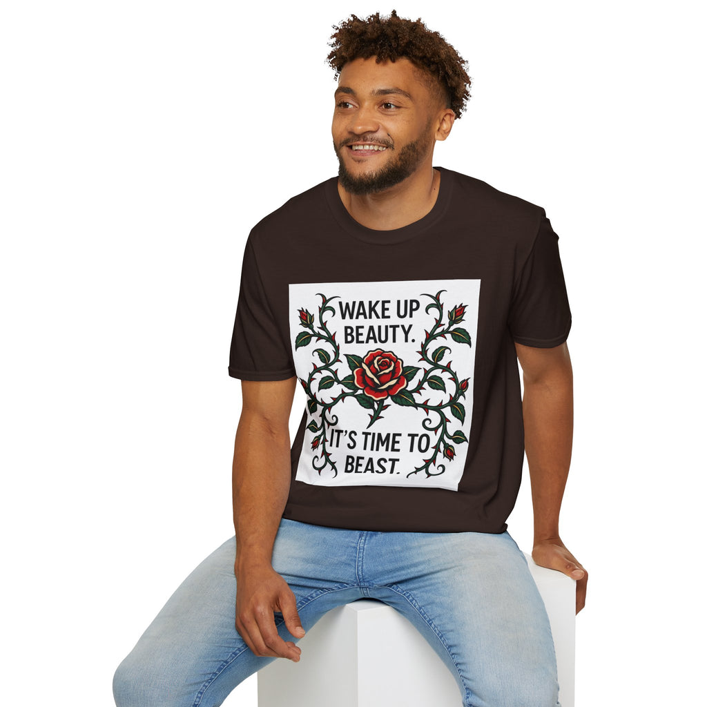 Wake Up Beauty, It’s Time to Beast Tee — Rose & Thorn Graphic Shirt
