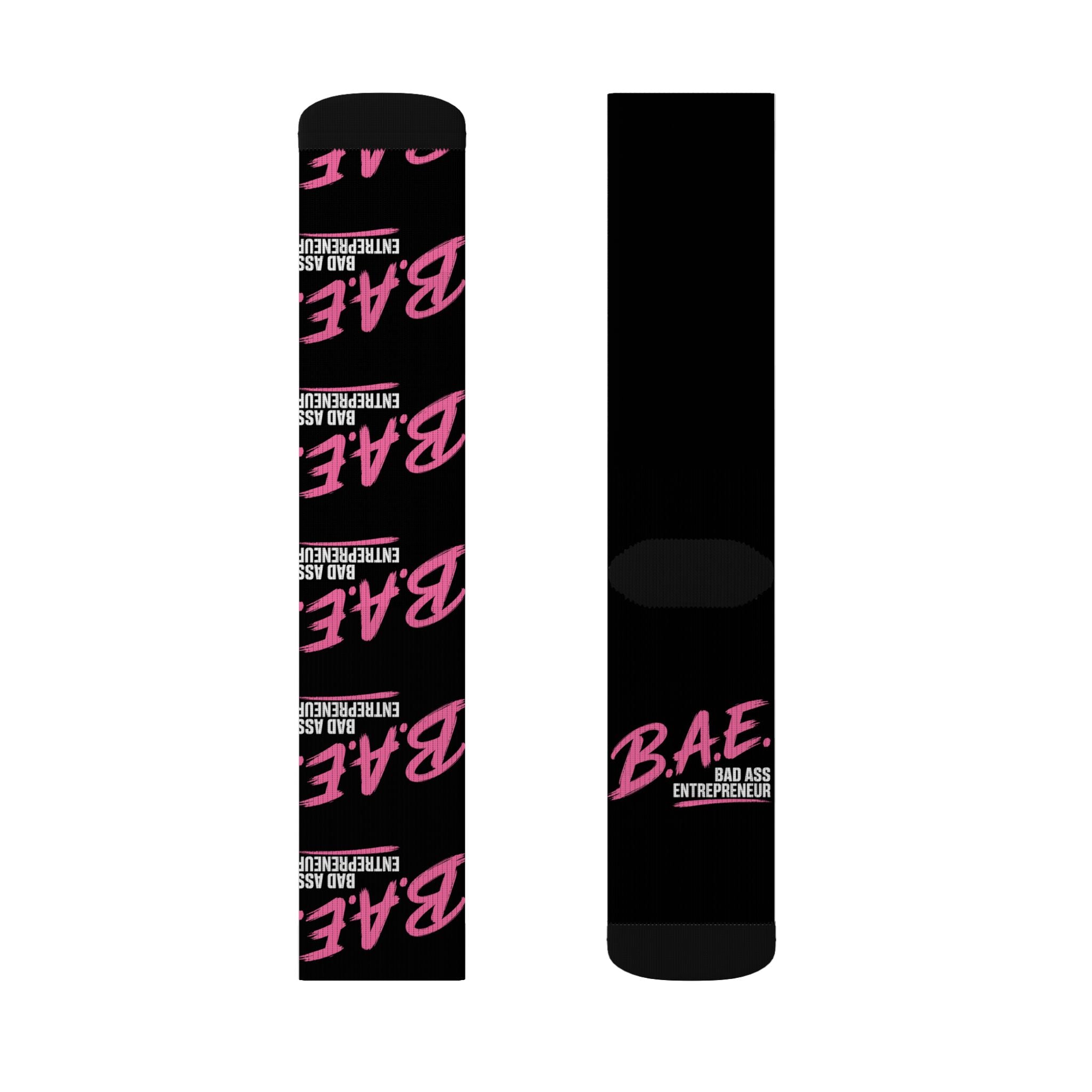 B.A.E. Crew Socks | Bad Ass Entrepreneur Black & Pink Socks | Gift for Business Owners