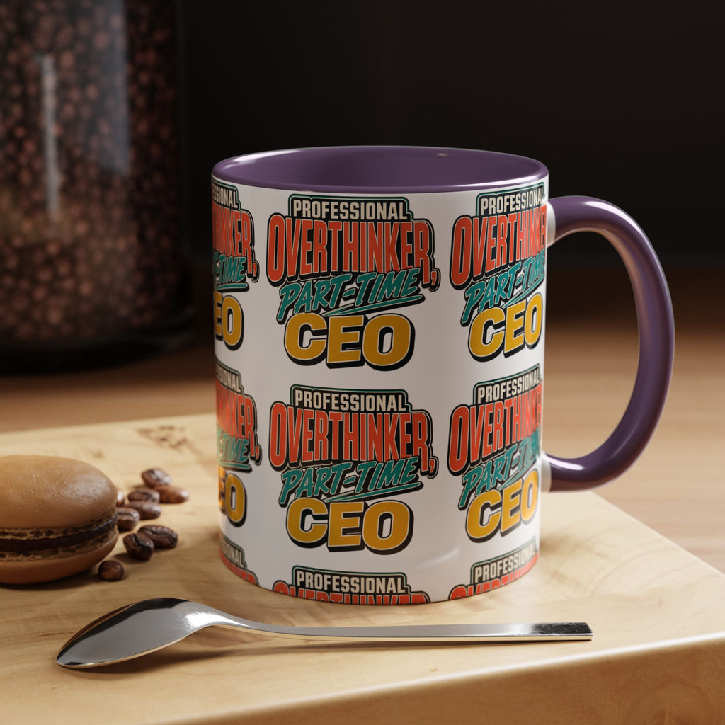 Professional Overthinker Part-Time CEO Mug | Funny Small Business Owner Coffee Cup | Entrepreneur and Side-Hustle Gift