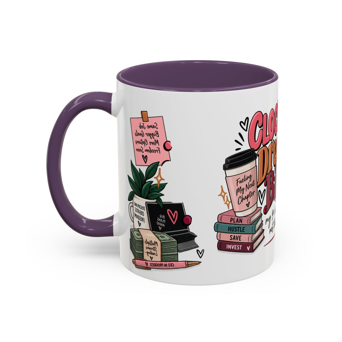 Clocked In, Dreaming Bigger Ceramic Mug — Side Hustle & Entrepreneur Coffee Cup
