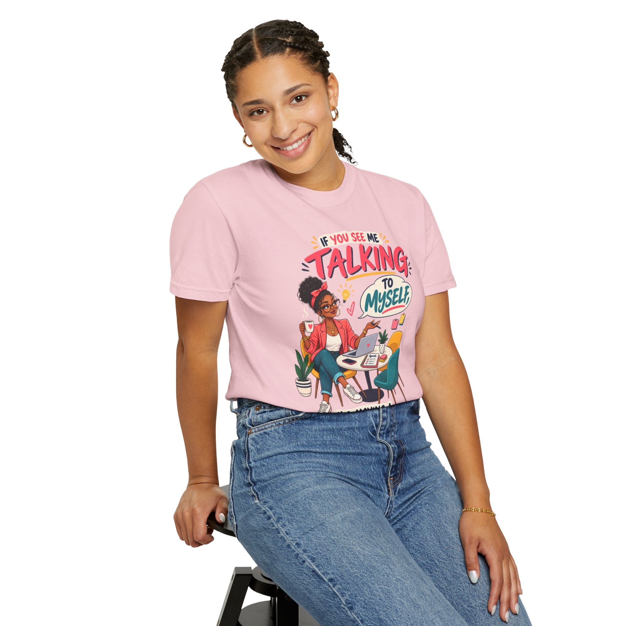Funny Small Business Owner T-Shirt — “If You See Me Talking to Myself” Staff Meeting Graphic Tee