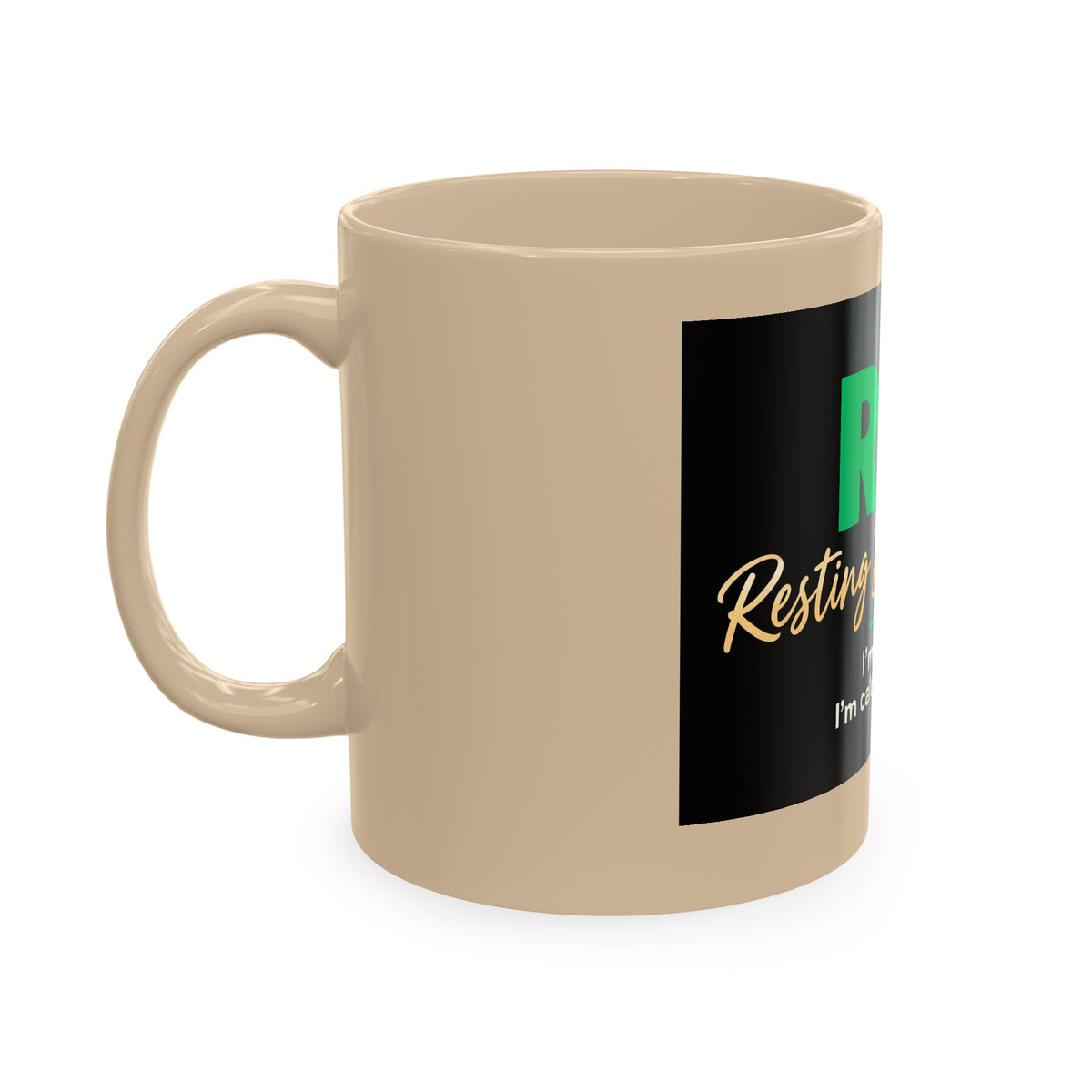 Resting Business Face Cursive Ceramic Mug — "RBF: I'm not mad. I'm calculating profit."