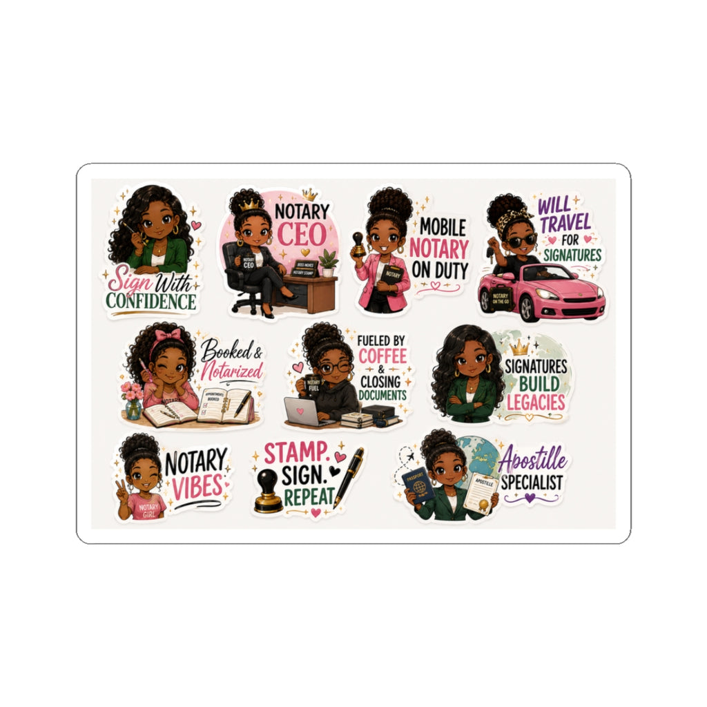 💼 Signature Success Collection | Kawaii Notary Vinyl Stickers
