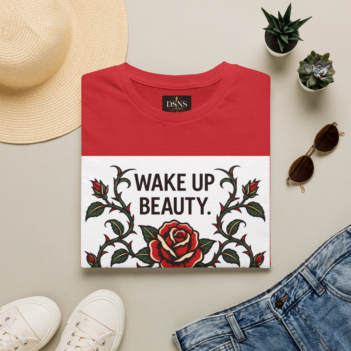 Wake Up Beauty, It’s Time to Beast Tee — Rose & Thorn Graphic Shirt