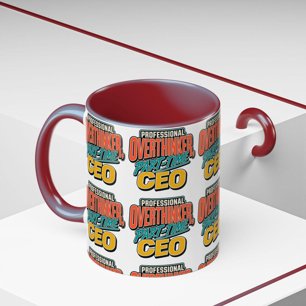 Professional Overthinker Part-Time CEO Mug | Funny Small Business Owner Coffee Cup | Entrepreneur and Side-Hustle Gift