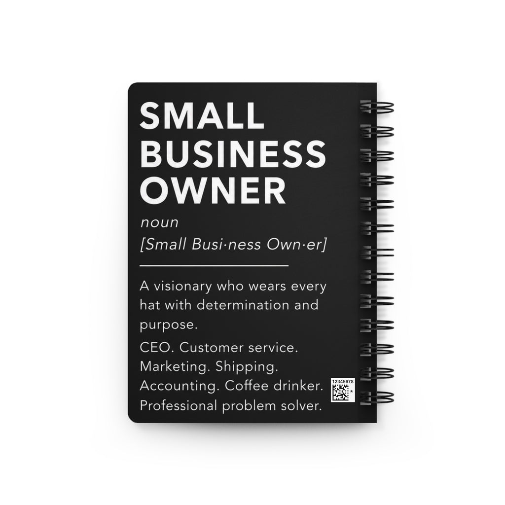 Small Business Owner Definition Spiral Notebook | Entrepreneur Journal | CEO Notebook | Minimalist Business Planner | Black & White Success Journal
