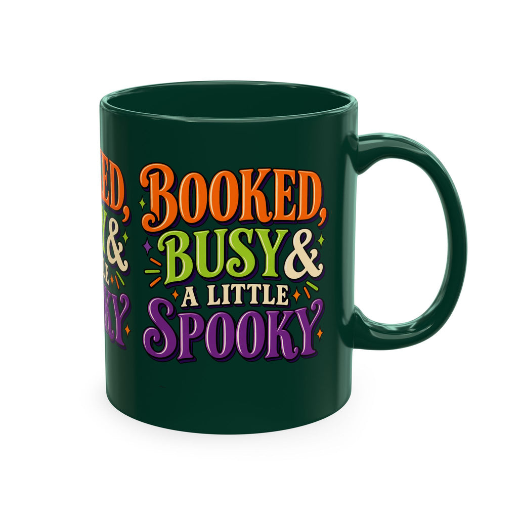 Booked, Busy & a Little Spooky Mug — Halloween Book Lover Coffee Cup