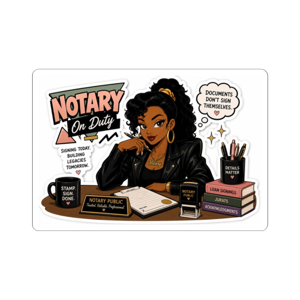 Notary On Duty  Sticker Sheet. Vinyl Sticker  | Decal | Cute Business Owner Laptop Sticker