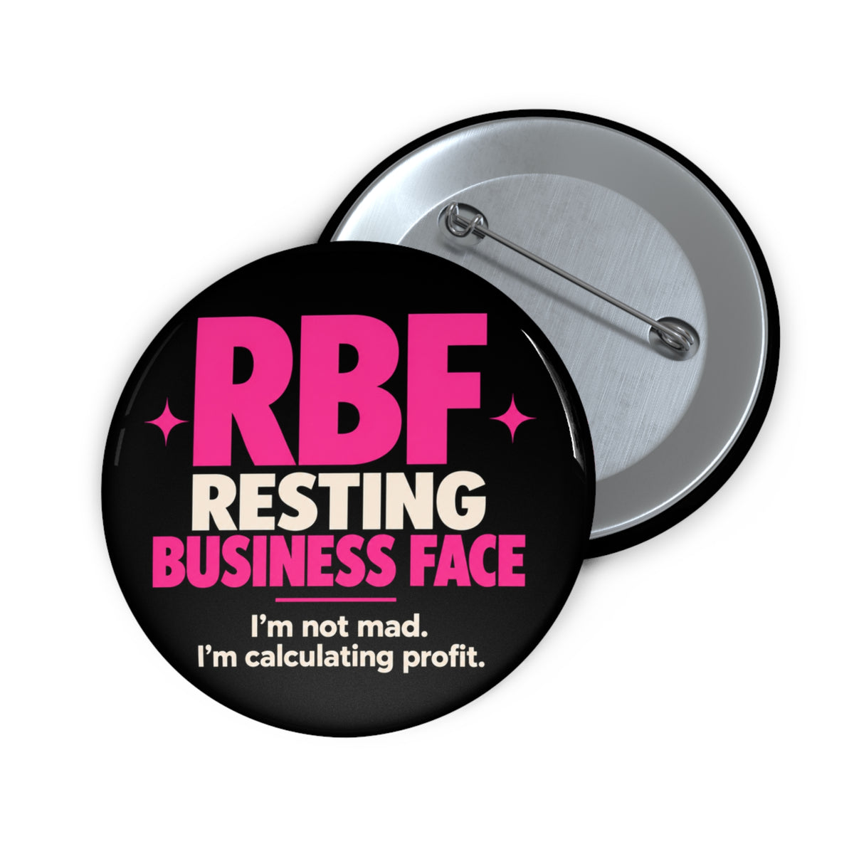 Pin Button — "RBF Resting Business Face" Funny Entrepreneur Lapel Pin
