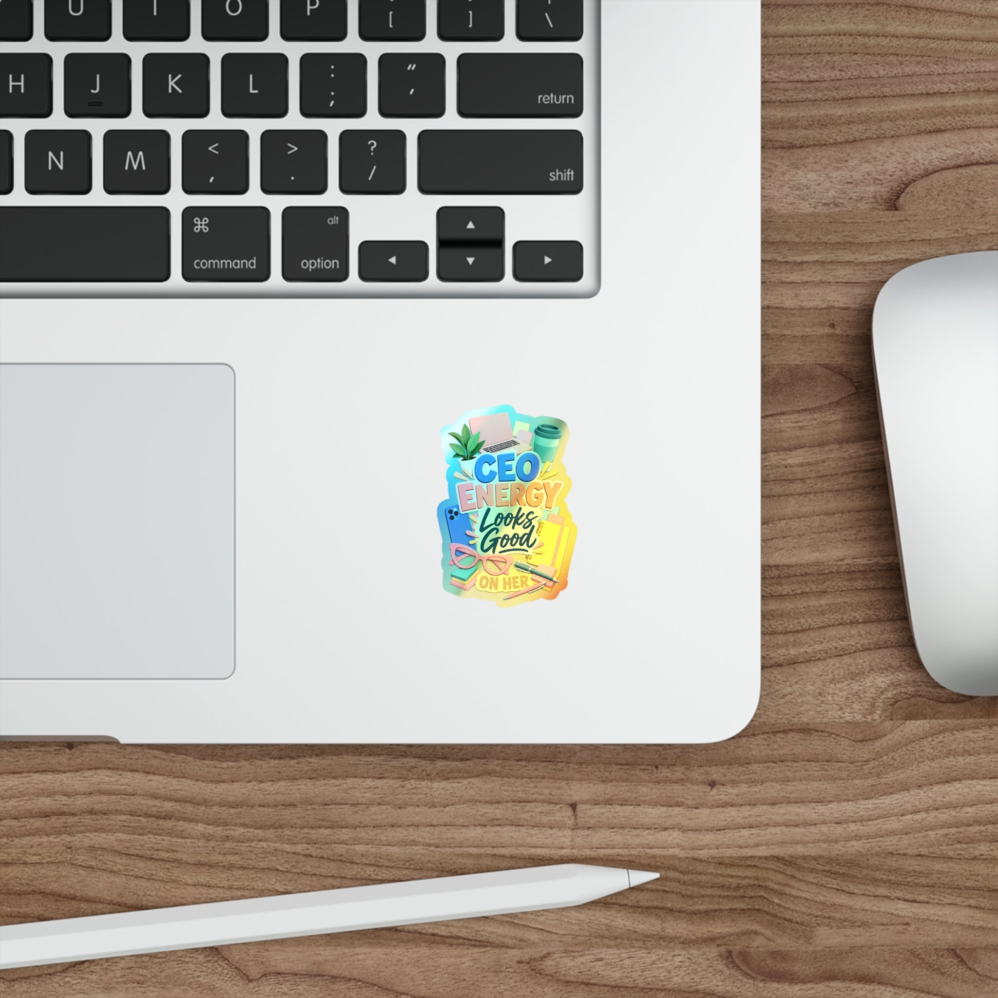CEO Energy Looks Good on Her Holographic Sticker | Women in Business Decal | Female Entrepreneur Laptop Sticker | Boss Gift