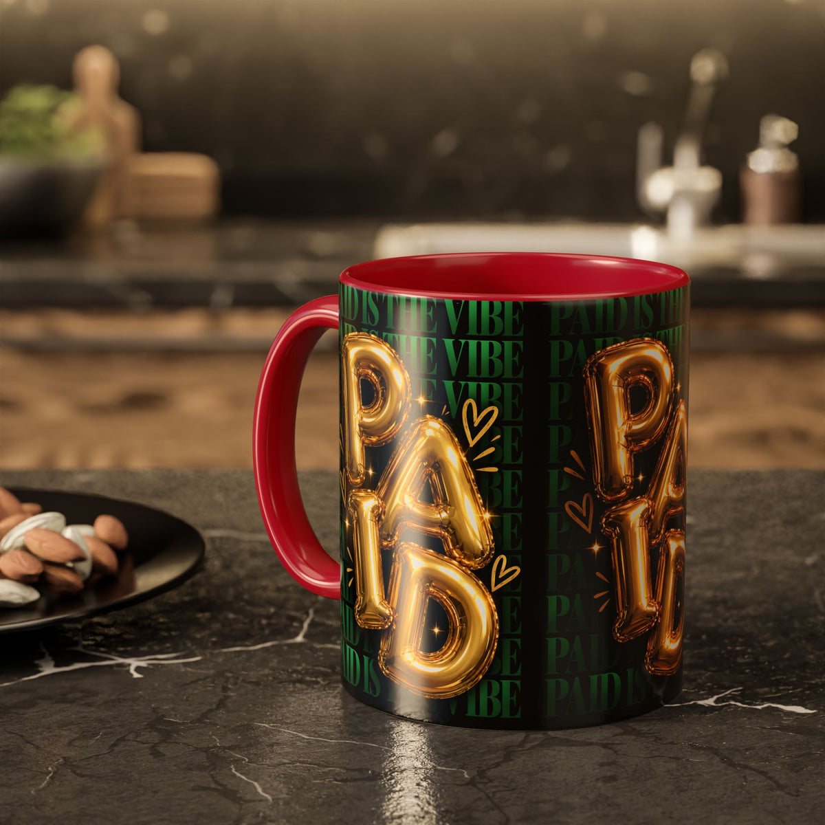 Paid Is the Vibe Mug — Gold Balloon Entrepreneur Accent Coffee Cup