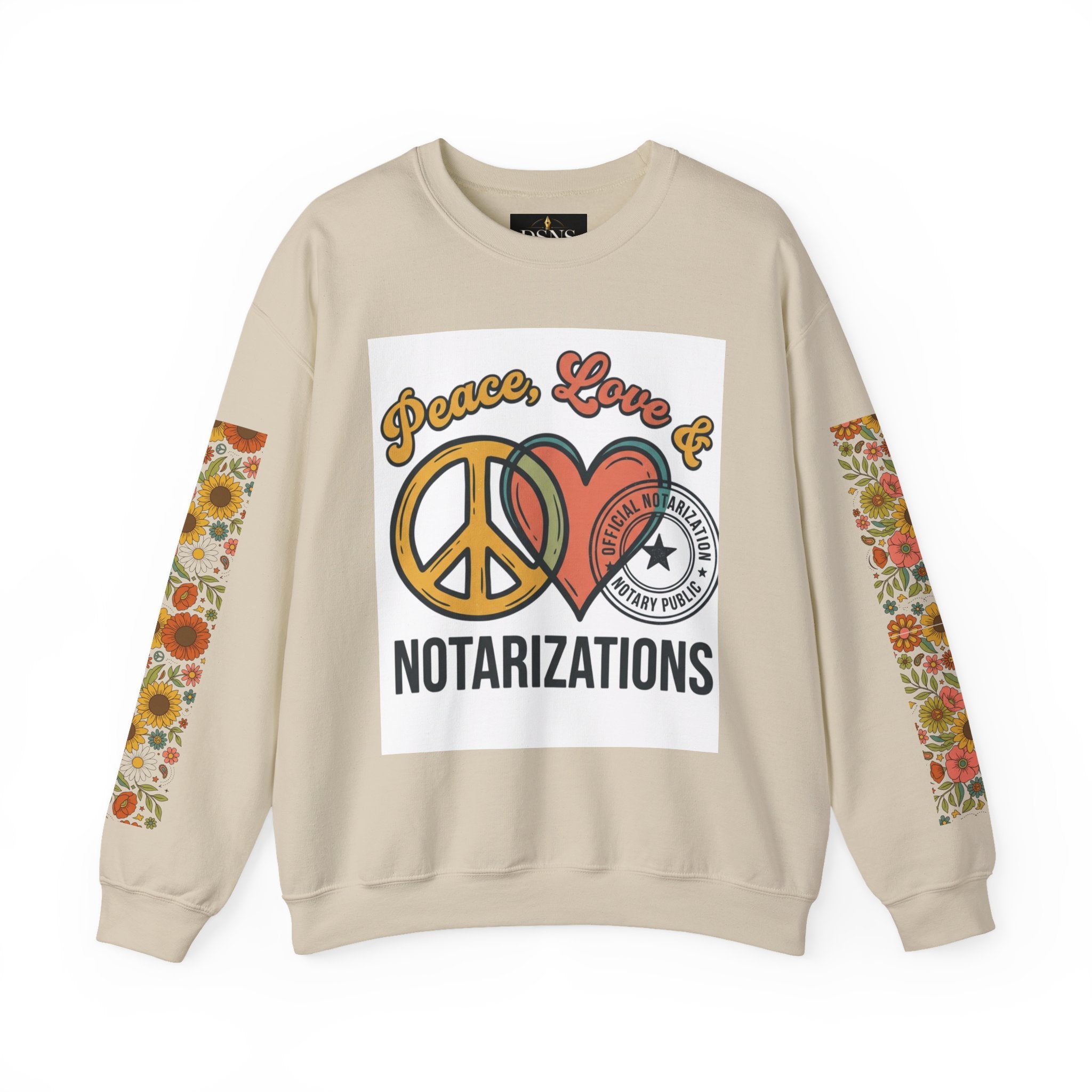 Peace, Love & Notarizations Cozy  Crewneck Sweatshirt ☮️❤️🖋️