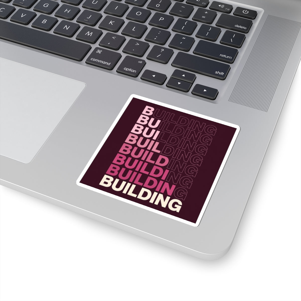 BUILDING Sticker — Pink & Burgundy Small Business Kiss-Cut Sticker