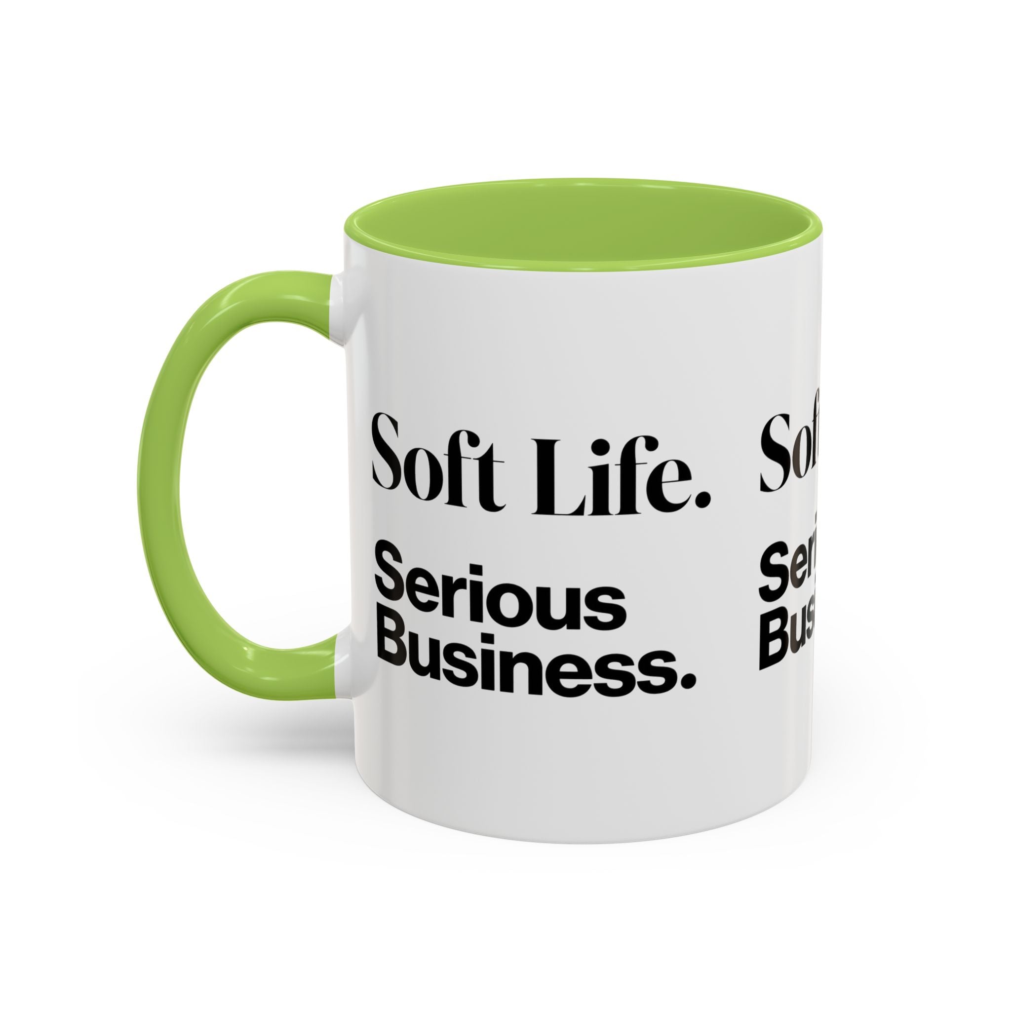 Soft Life. Serious Business. Accent Mug — Entrepreneur & Business Owner Coffee Cup