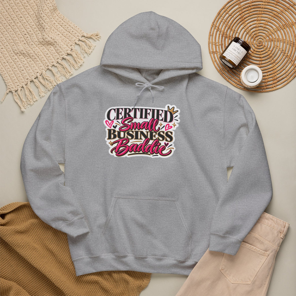 Certified Small Business Baddie Hoodie — Bold Women Entrepreneur Graphic Sweatshirt