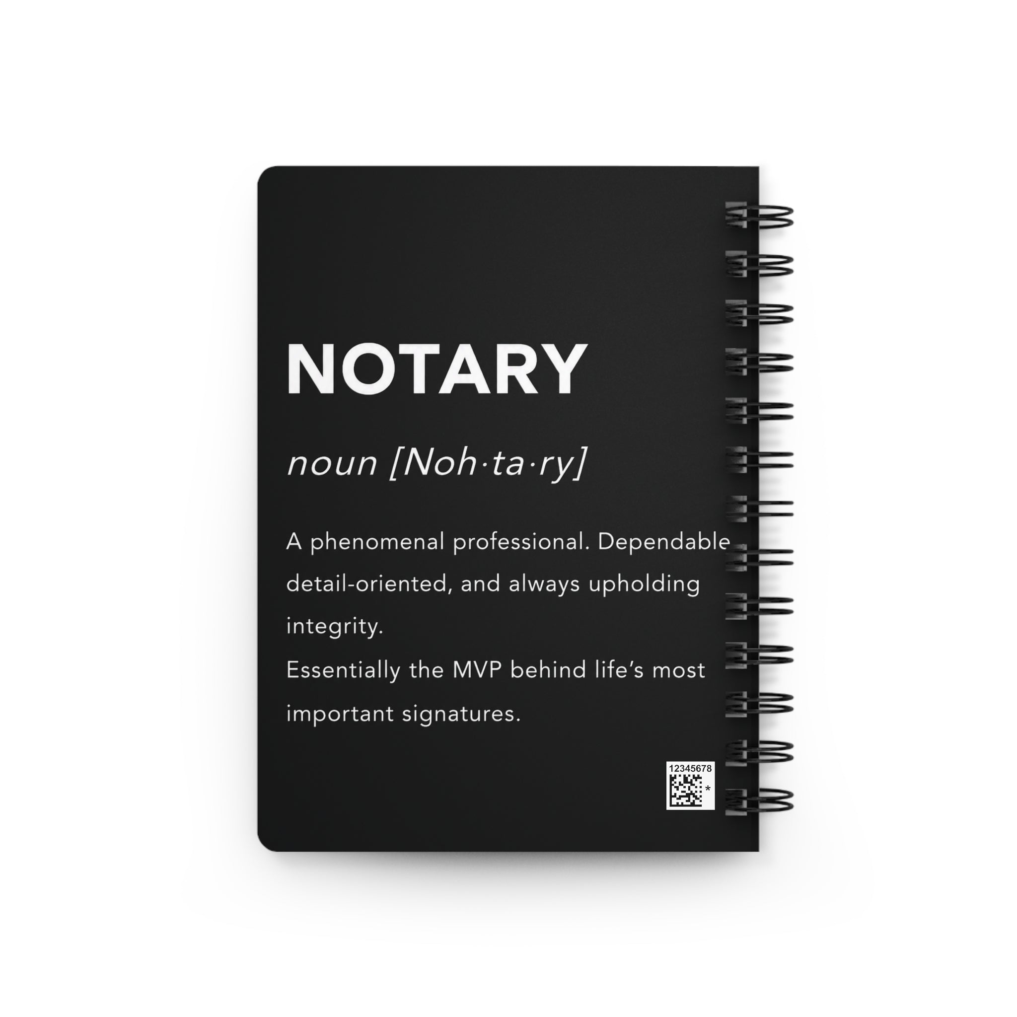 📓 Notary Definition Spiral Journal | Minimalist Notary Notebook | Loan Signing Agent Planner | Professional Notary Gift | Black & White Journal