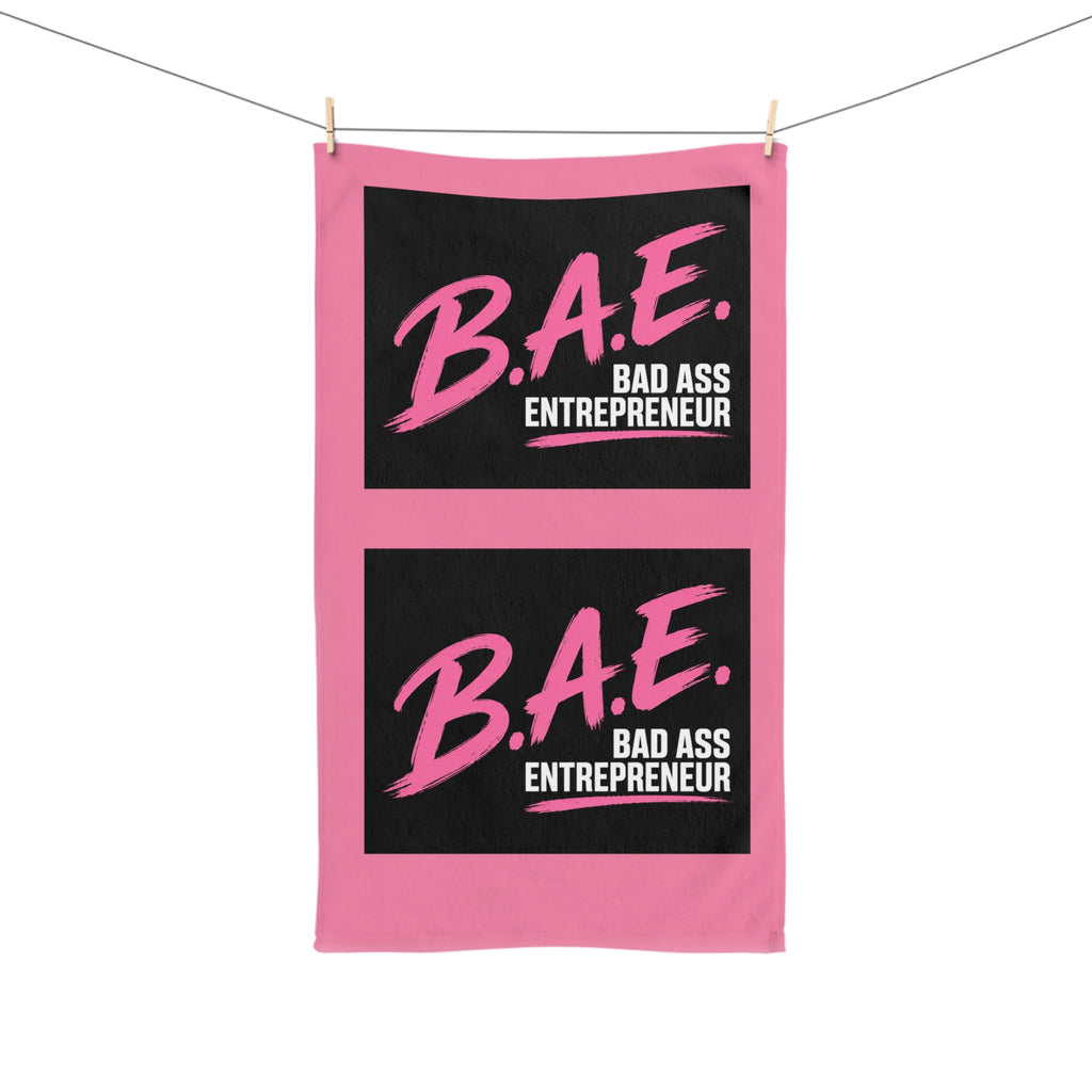 B.A.E. Bad Ass Entrepreneur Hand Towel | Bold Pink Business Owner Gift