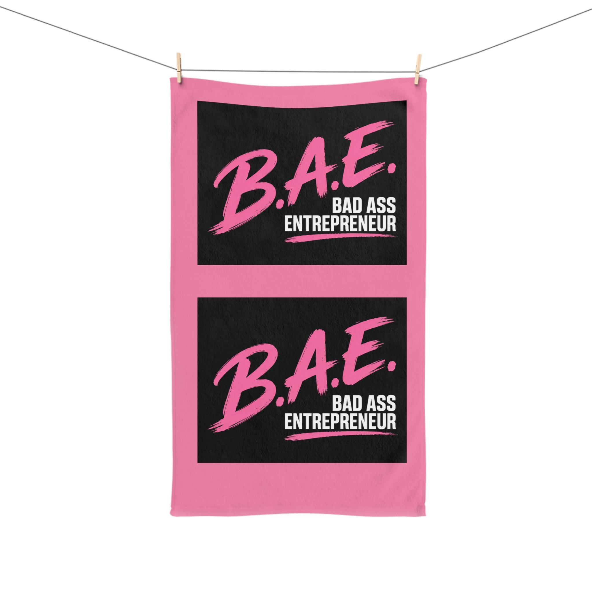B.A.E. Bad Ass Entrepreneur Hand Towel | Bold Pink Business Owner Gift