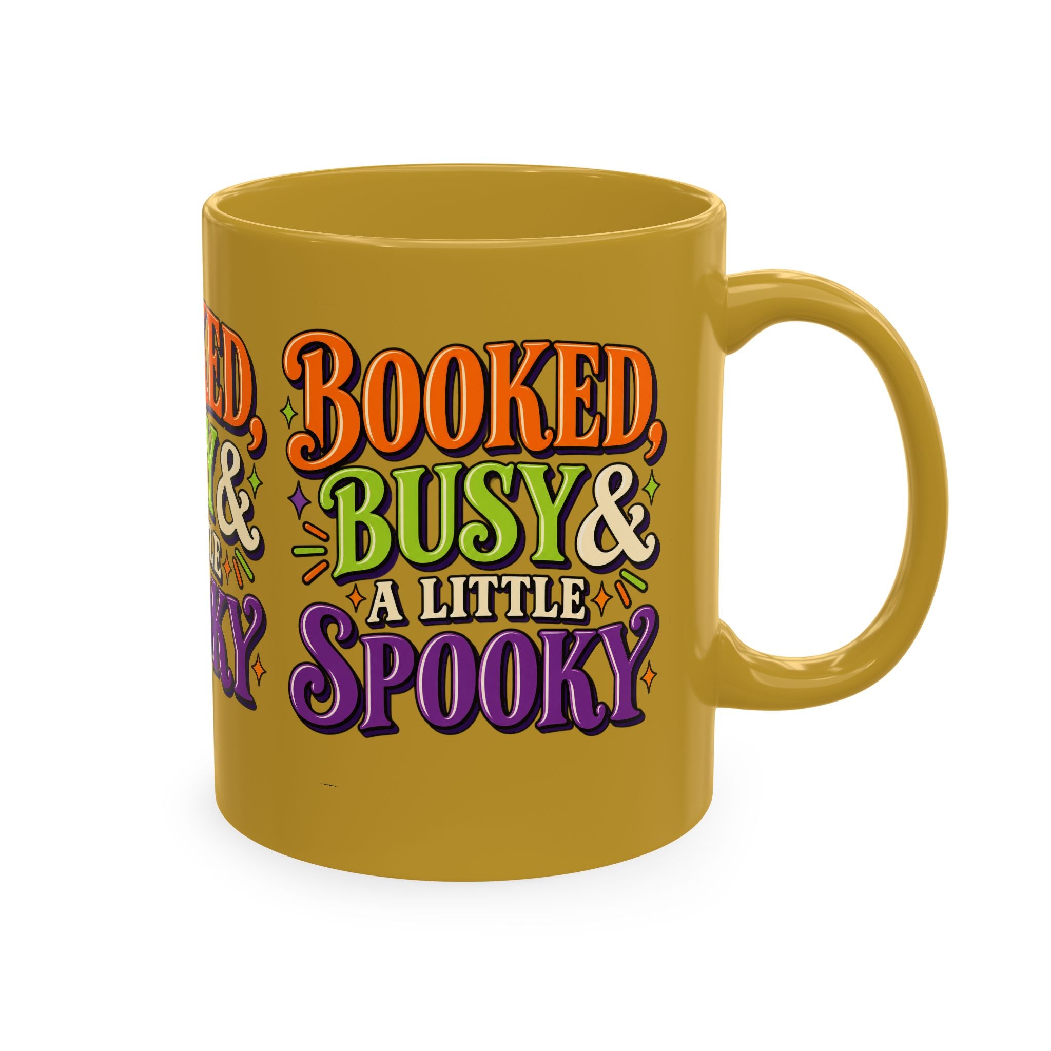 Booked, Busy & a Little Spooky Mug — Halloween Book Lover Coffee Cup