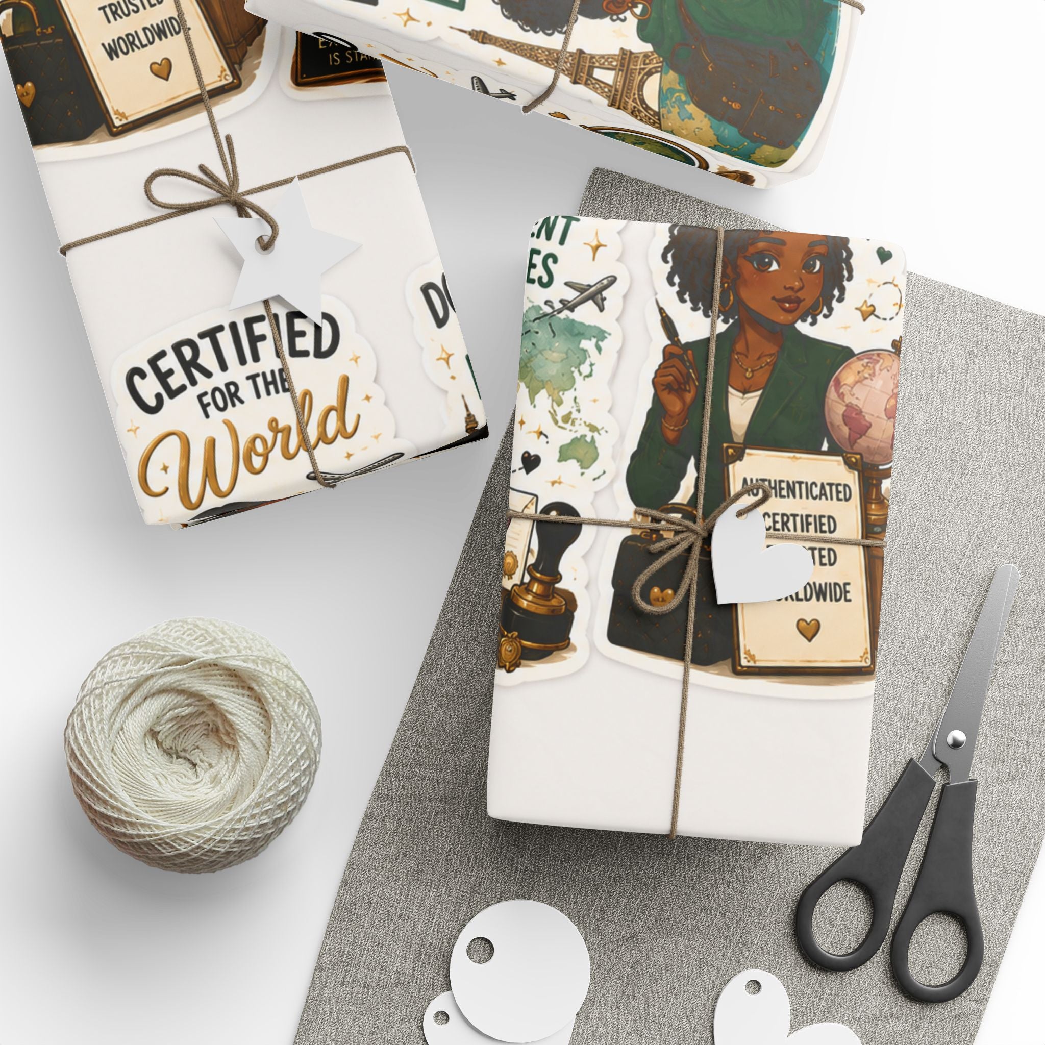 Apostille Around the World Wrapping Paper – International Document Specialist Gift Wrap🌍📜✈️✨