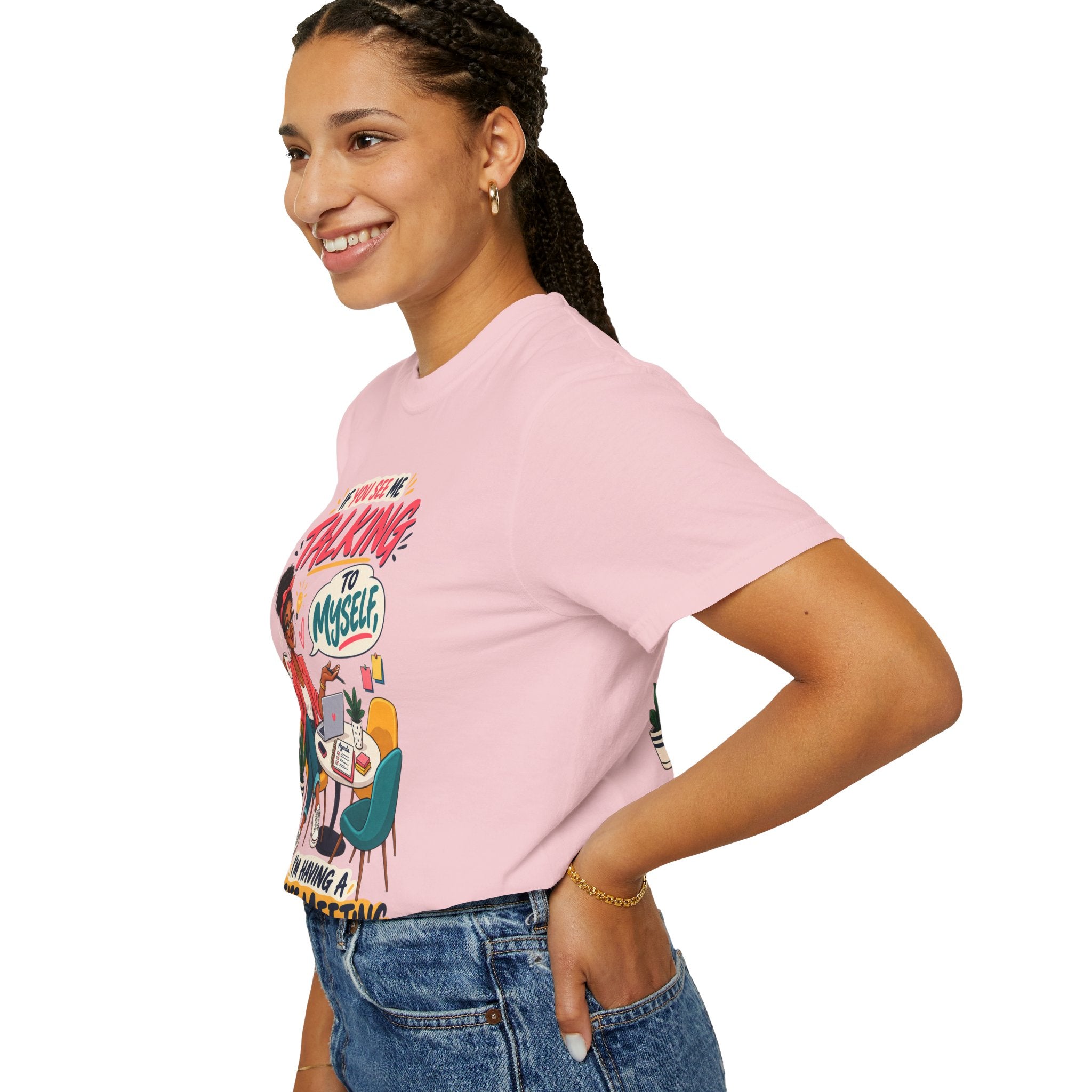 Funny Small Business Owner T-Shirt — “If You See Me Talking to Myself” Staff Meeting Graphic Tee
