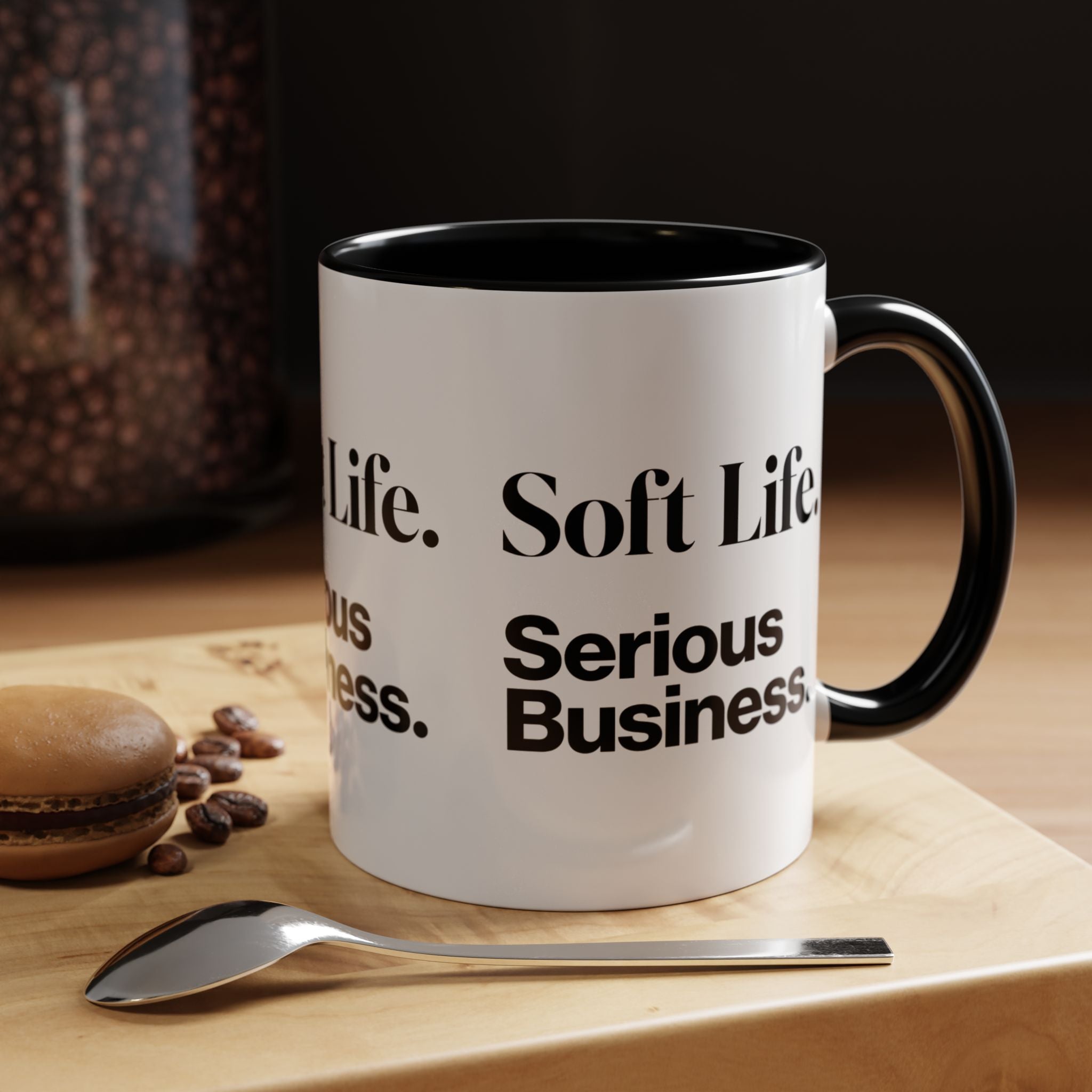 Soft Life. Serious Business. Accent Mug — Entrepreneur & Business Owner Coffee Cup