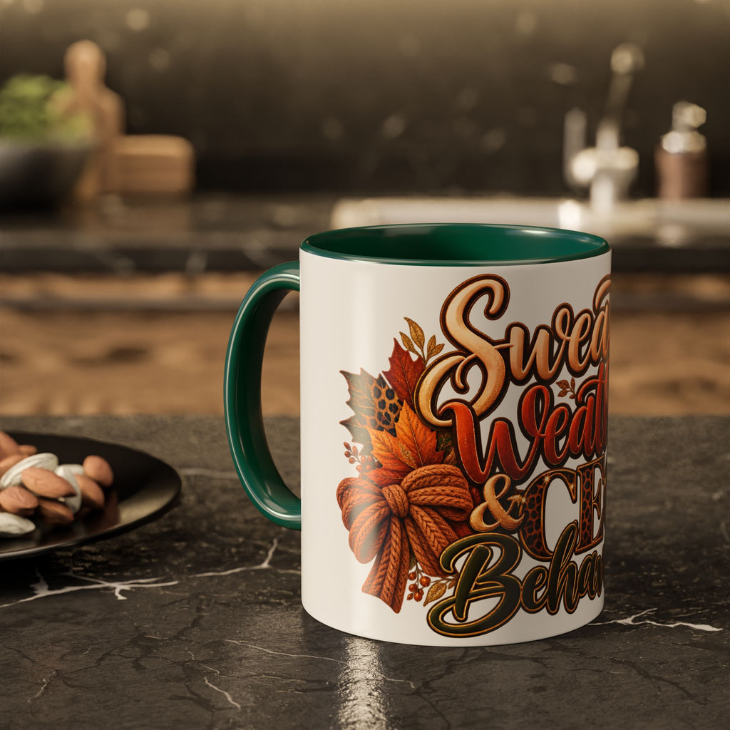Sweater Weather & CEO Behavior Mug – Fall Pumpkin Latte Seasonal Coffee Cup (11oz/15oz)