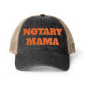 Notary Mama Women's Washed Mesh-Back Cap | Embroidered Ponytail Trucker Hat for Mobile Notaries
