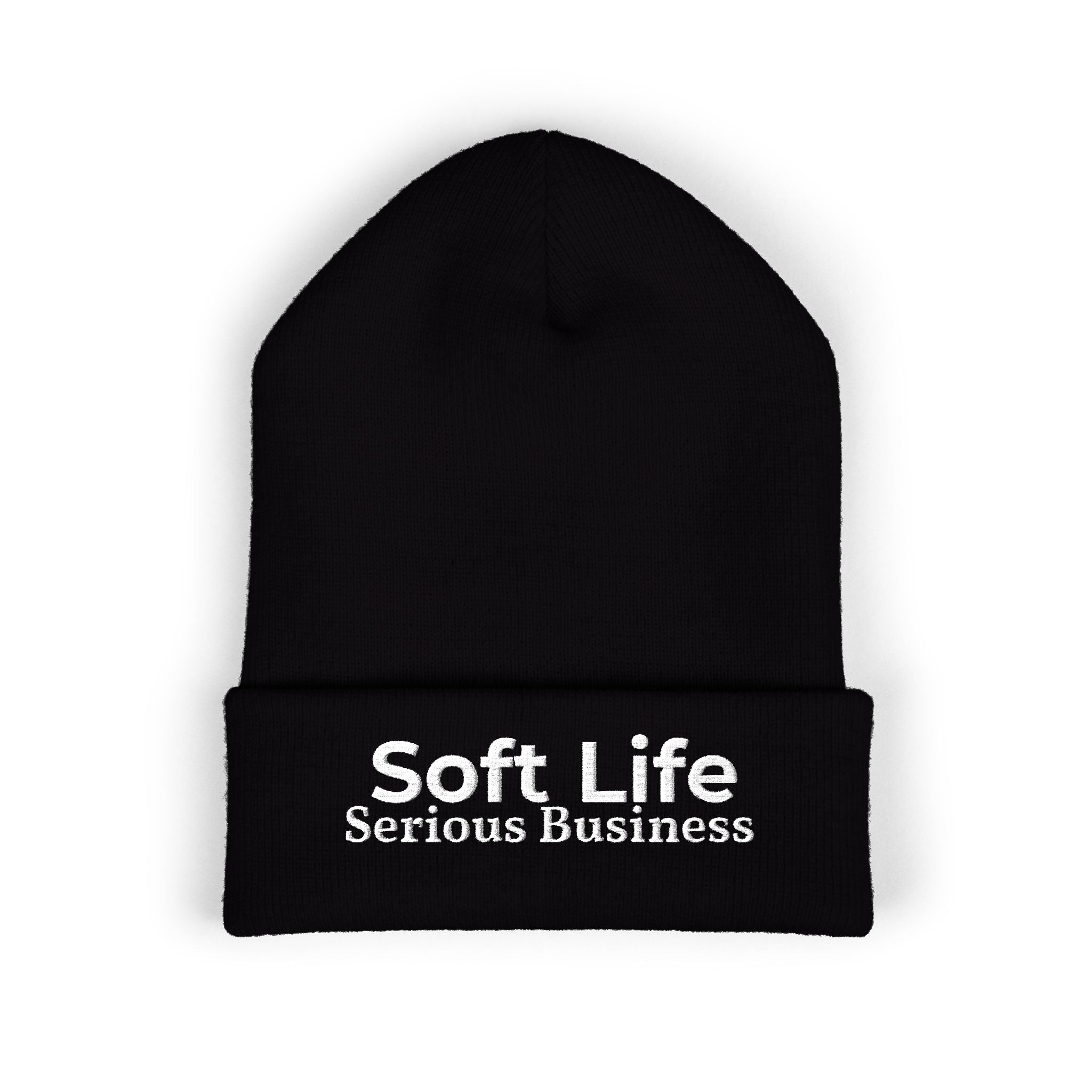 Soft Life. Serious Business. Embroidered Cuffed Beanie | Cozy Entrepreneur Winter Hat