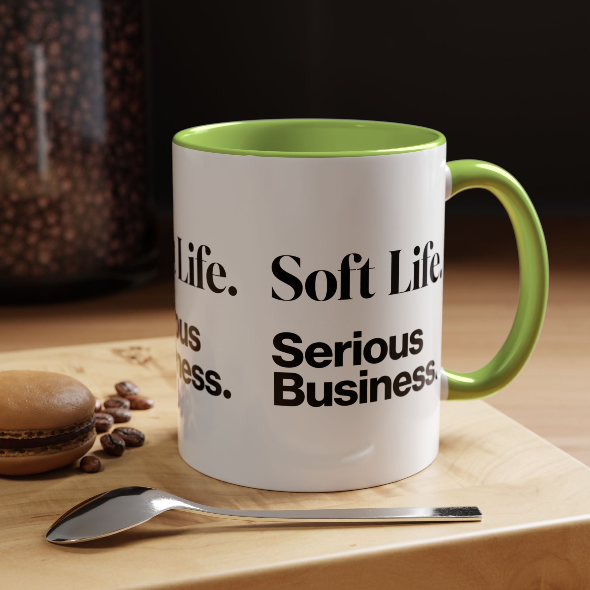 Soft Life. Serious Business. Accent Mug — Entrepreneur & Business Owner Coffee Cup