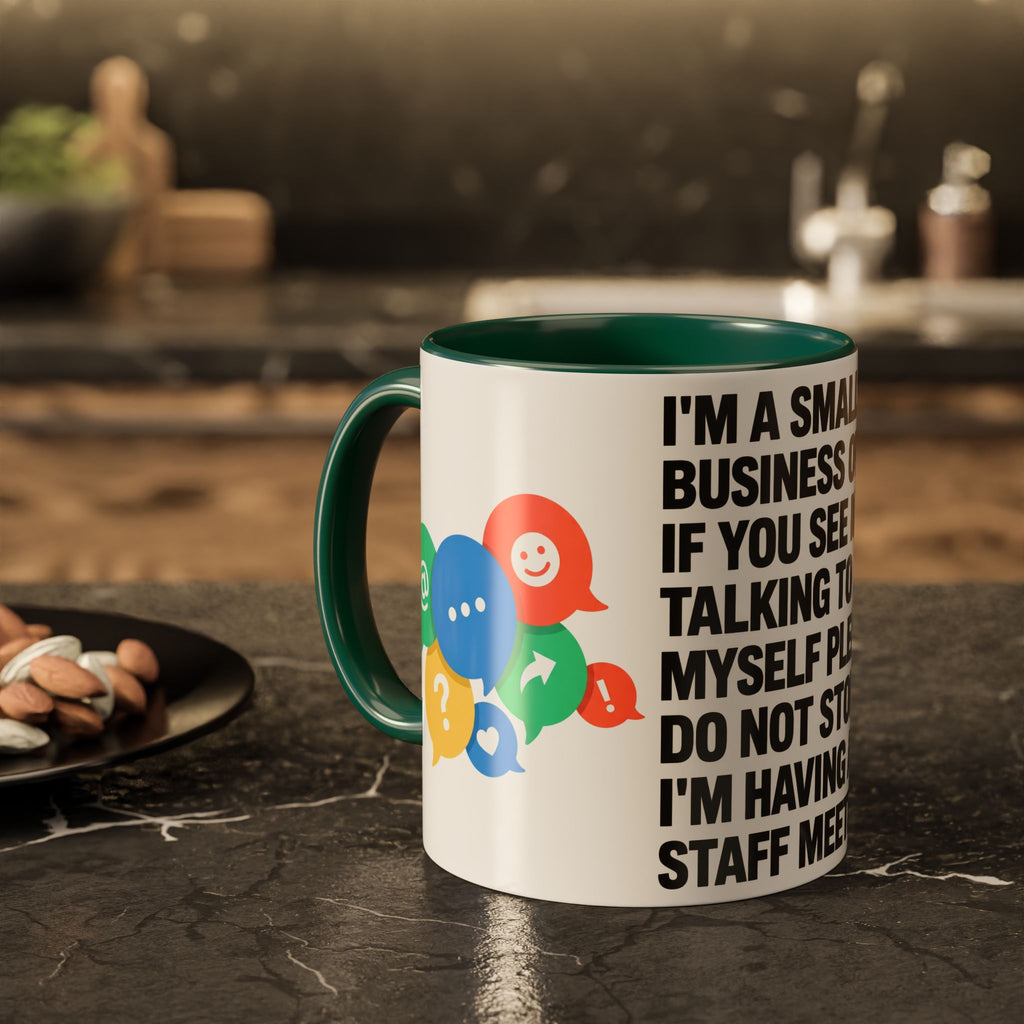 Small Business Owner Staff Meeting Mug — Funny Entrepreneur Coffee Cup