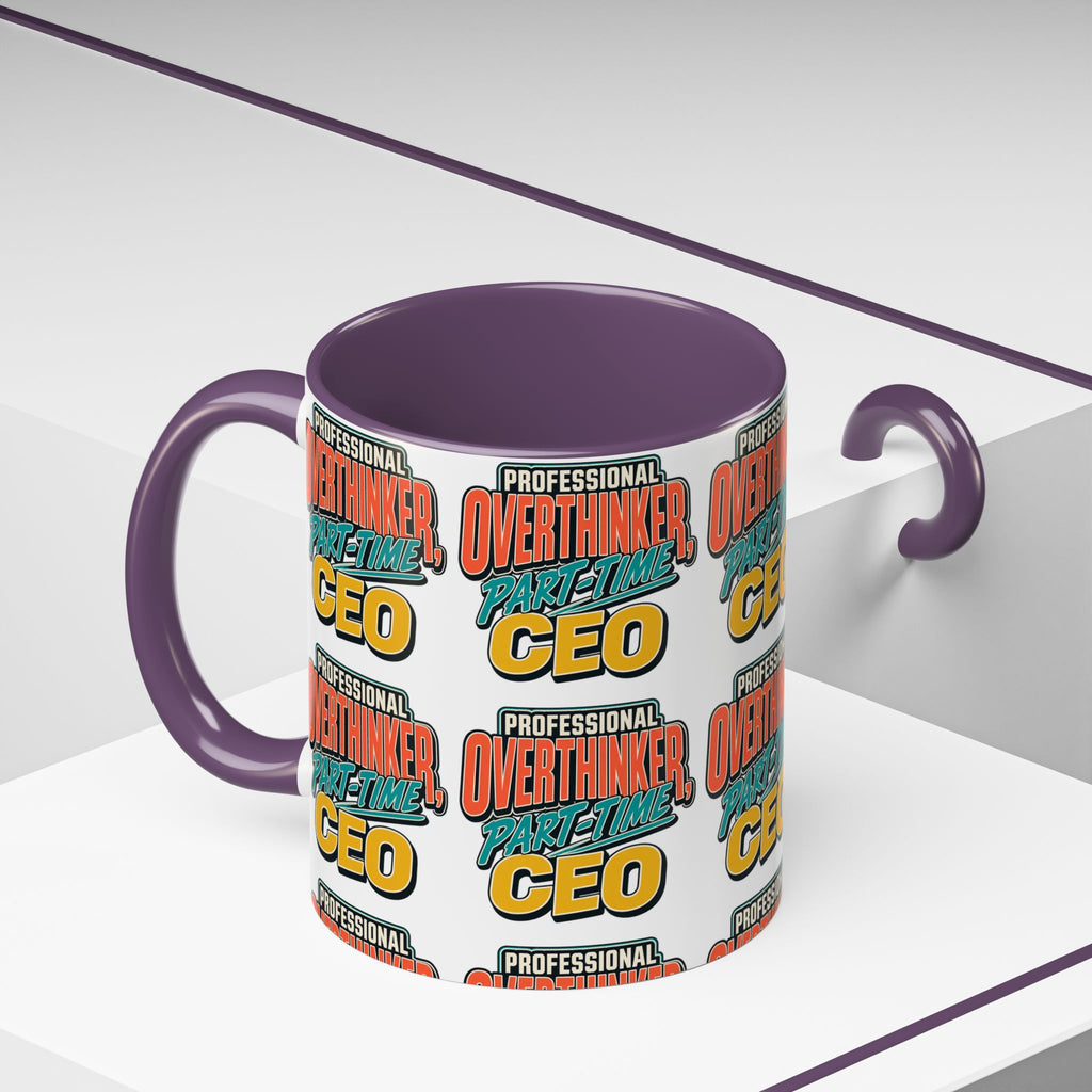Professional Overthinker Part-Time CEO Mug | Funny Small Business Owner Coffee Cup | Entrepreneur and Side-Hustle Gift