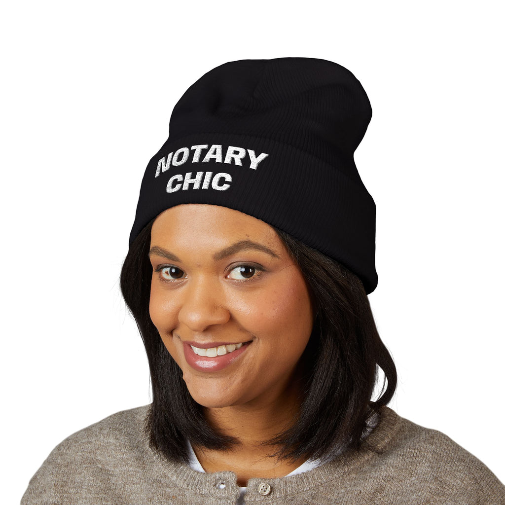 Notary Chic Embroidered Cuffed Beanie | Cozy Notary Public Winter Hat
