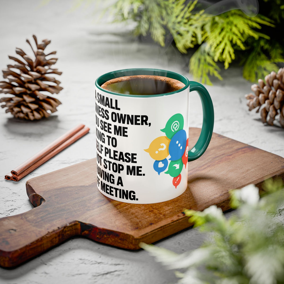 Small Business Owner Staff Meeting Mug — Funny Entrepreneur Coffee Cup
