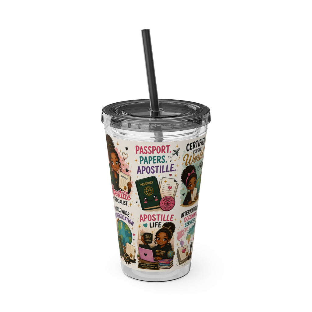 16 oz Acrylic Tumbler – Apostille Specialist Travel Collection | Double-Wall Notary Cup with Straw