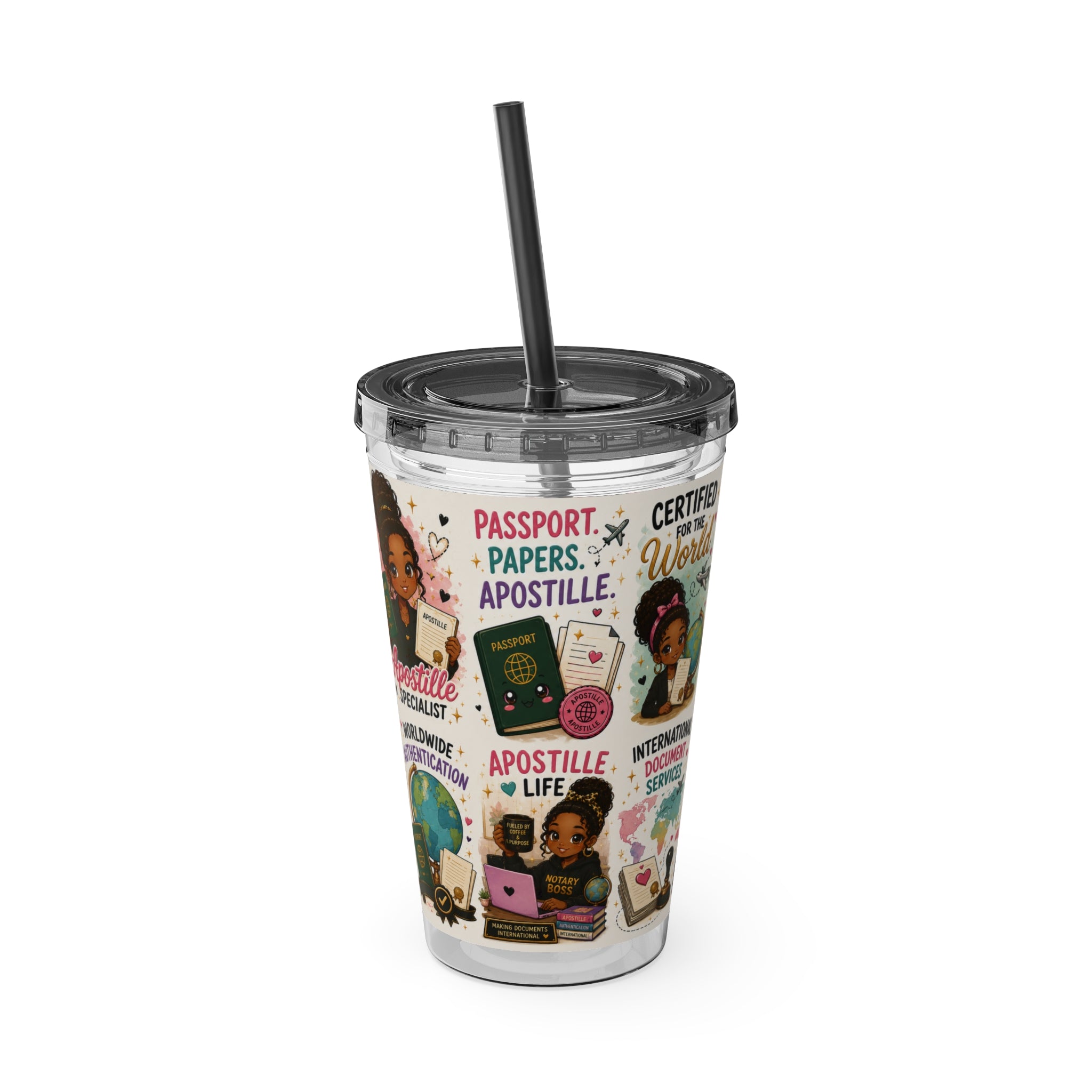 16 oz Acrylic Tumbler – Apostille Specialist Travel Collection | Double-Wall Notary Cup with Straw