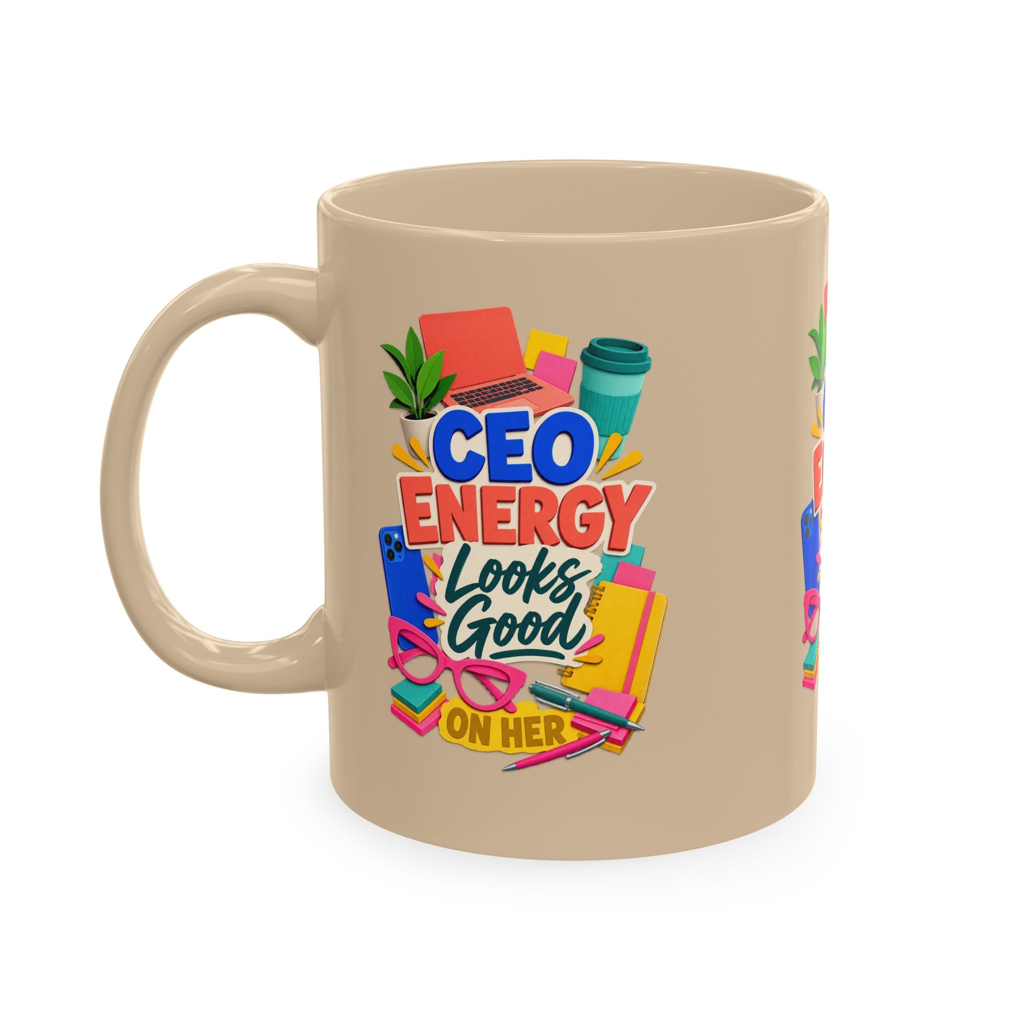 CEO Energy Looks Good on Her Mug | Women in Business Coffee Cup | Female Entrepreneur Gift | Boss Lady Office Mug