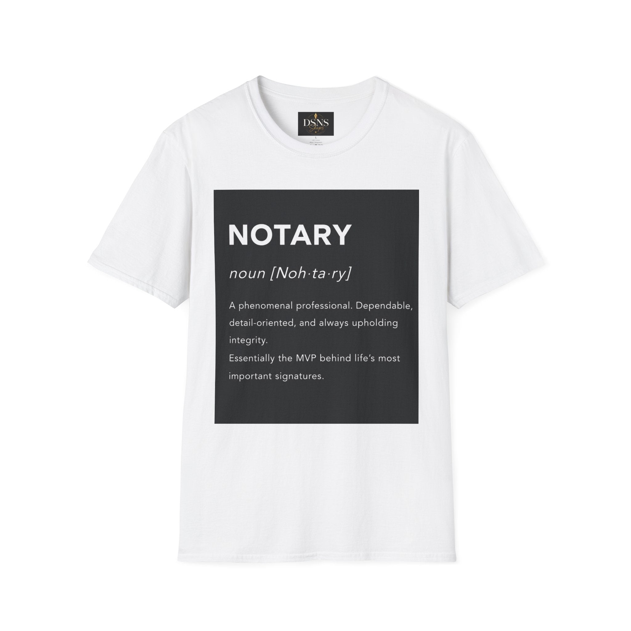 Notary Definition T-Shirt | Minimalist Notary Public Tee | Loan Signing Agent Shirt | Professional Notary Graphic Tee | Unisex Business Apparel