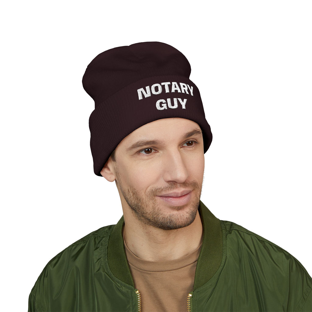 Notary Guy Embroidered Cuffed Beanie | Men's Notary Public Winter Hat
