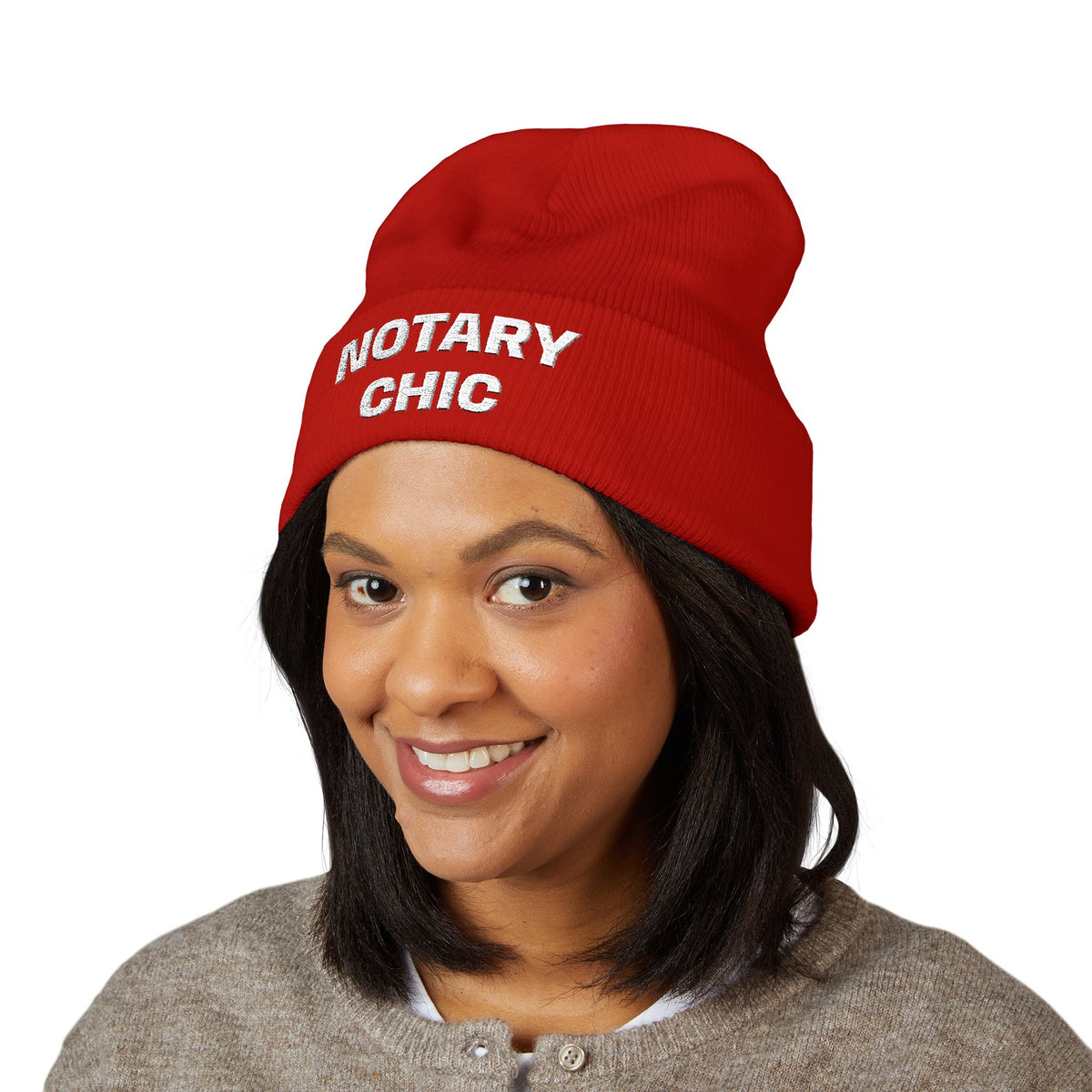 Notary Chic Embroidered Cuffed Beanie | Cozy Notary Public Winter Hat