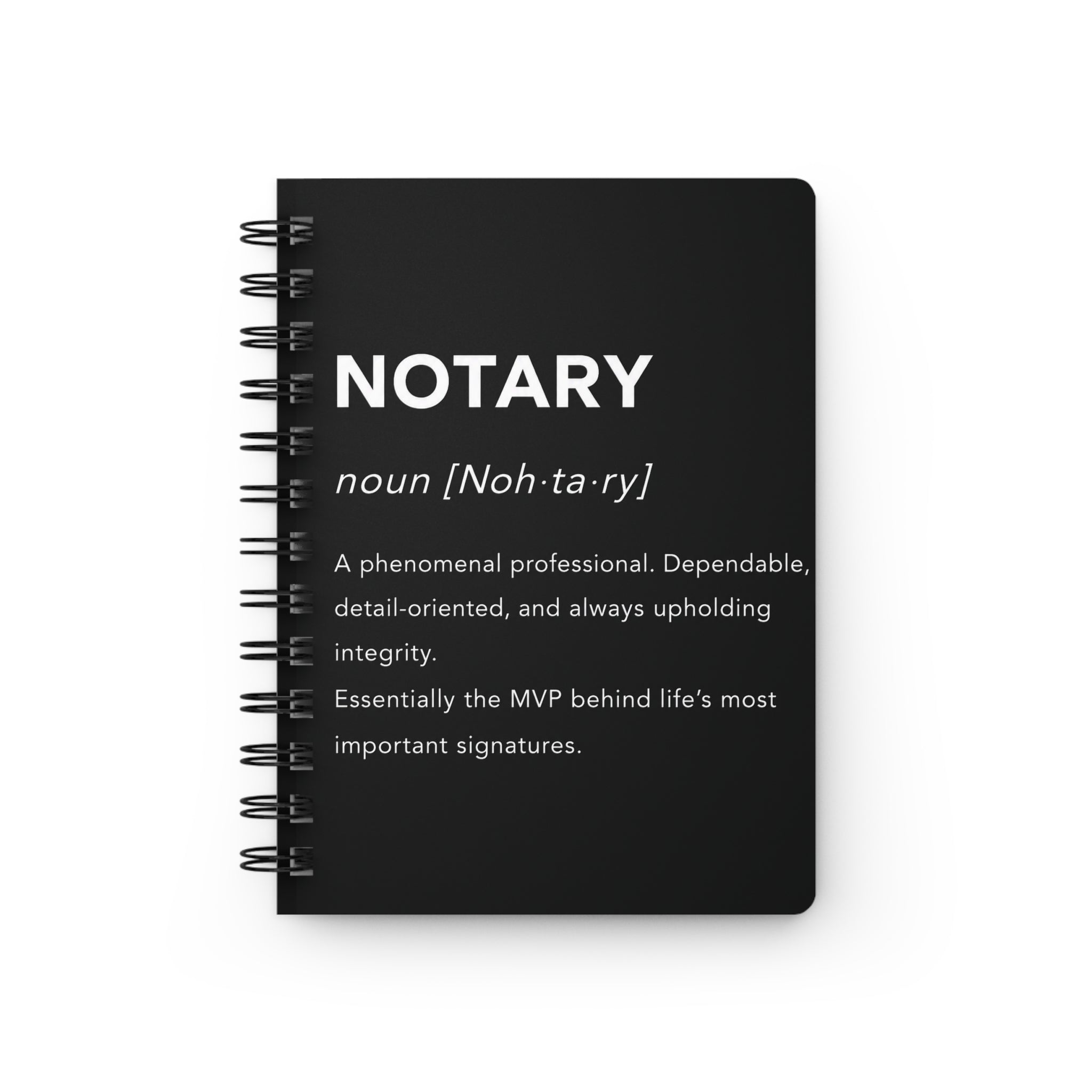 📓 Notary Definition Spiral Journal | Minimalist Notary Notebook | Loan Signing Agent Planner | Professional Notary Gift | Black & White Journal