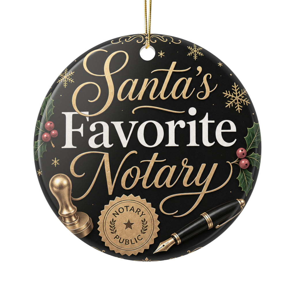 Santa’s Favorite Notary Ceramic Ornament – Funny Notary Christmas Gift