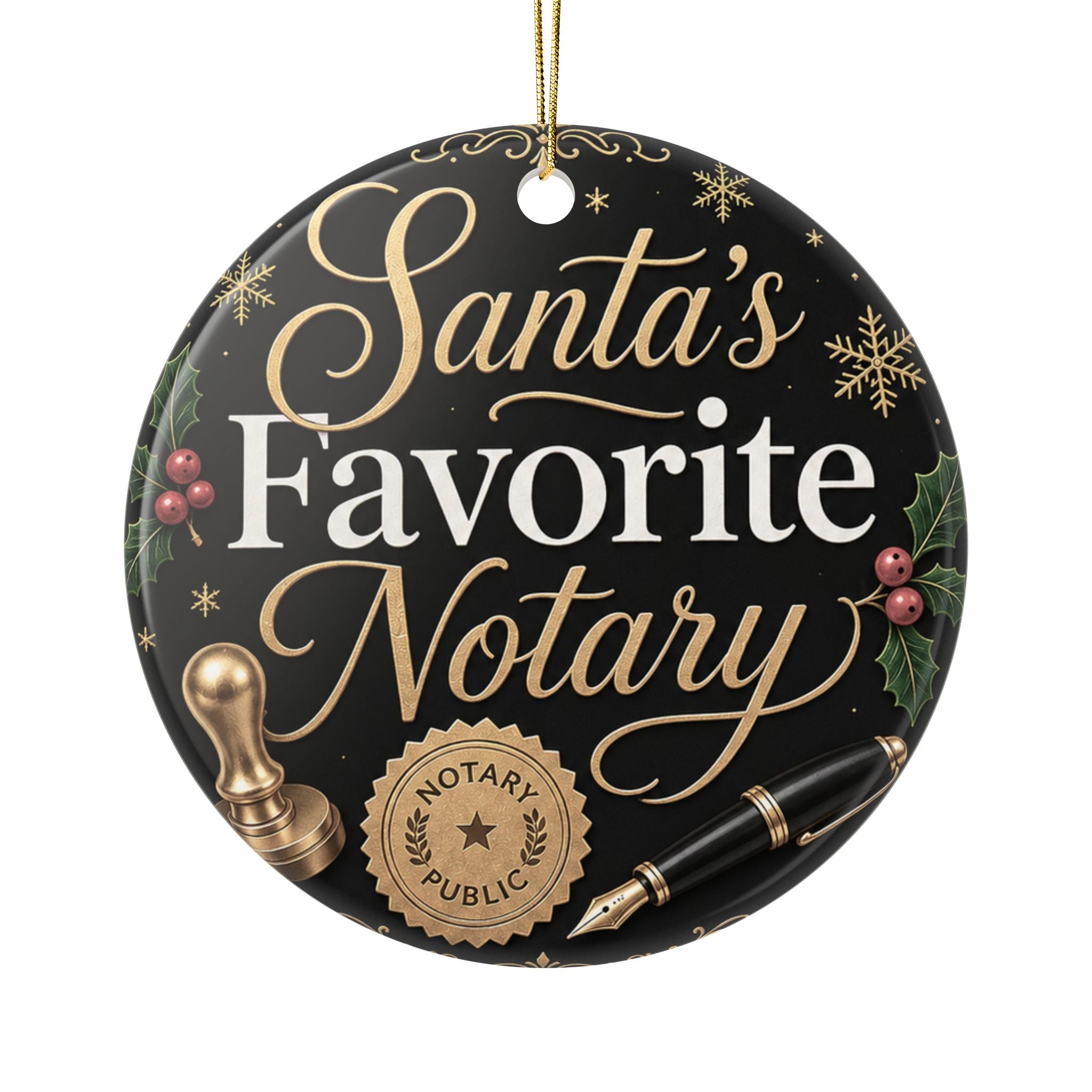 Santa’s Favorite Notary Ceramic Ornament – Funny Notary Christmas Gift