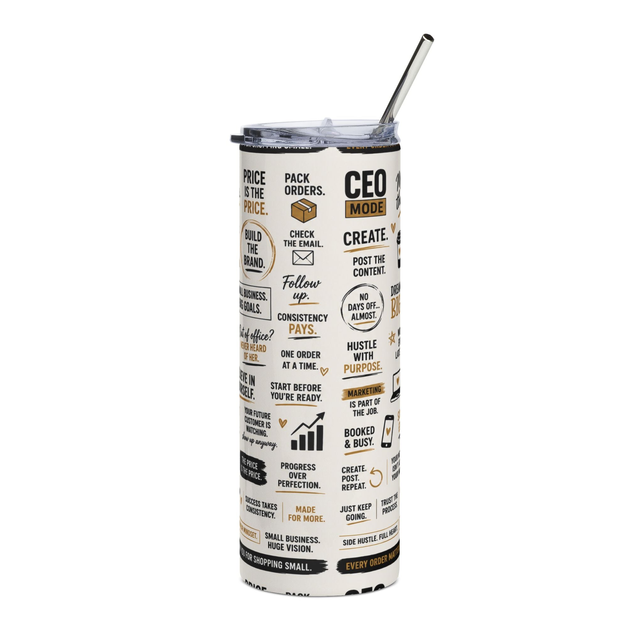 CEO Mode Motivational 20oz Stainless Steel Tumbler | Small Business Owner Gift | Entrepreneur Coffee Travel Cup