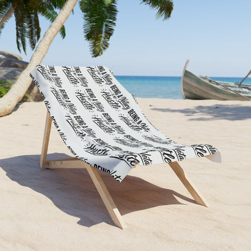 Being a Notary Is My Hustle Beach Towel | Funny Notary Public Gift | Black & White Summer Pool Towel