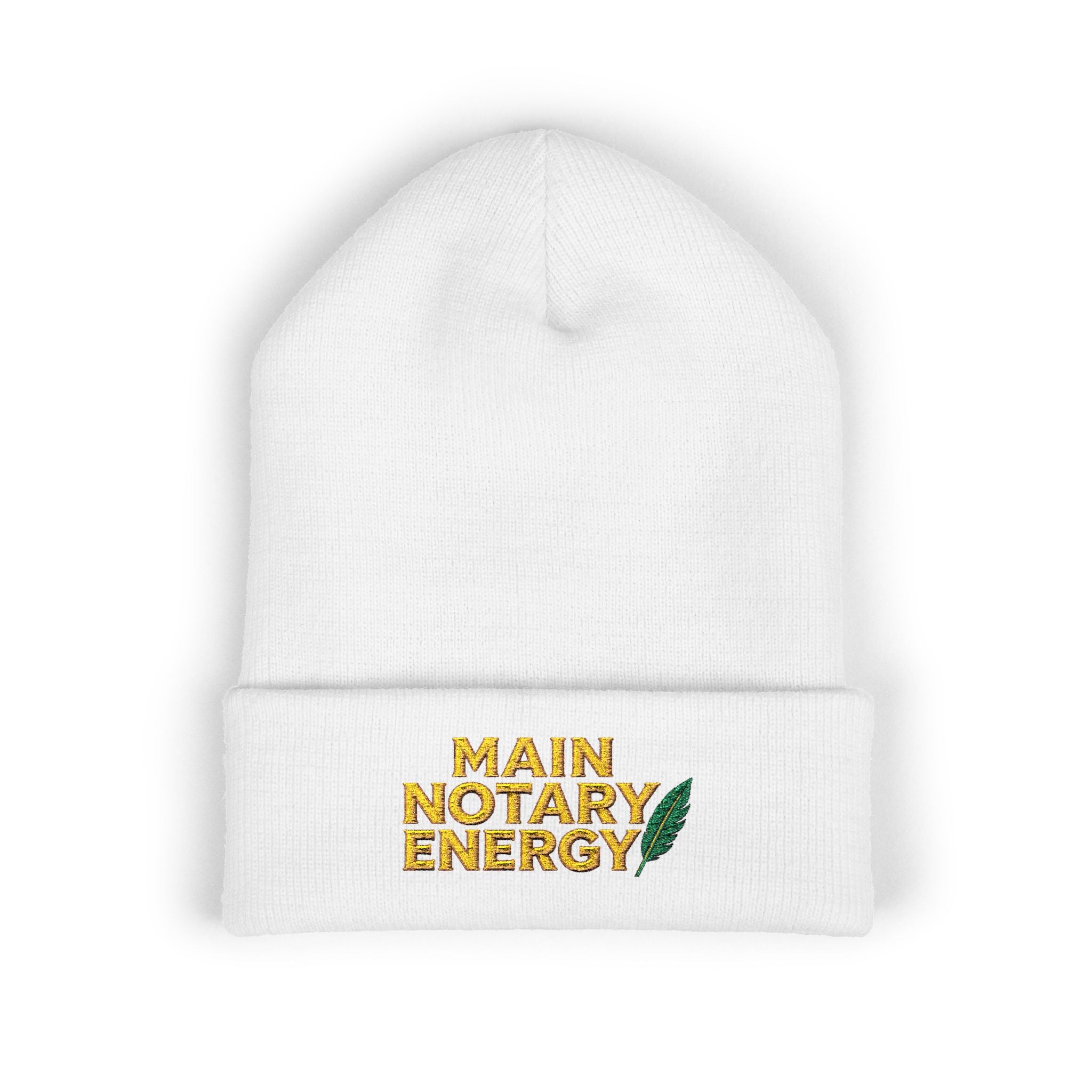 Main Notary Energy Embroidered Cuffed Beanie | Notary Public Gift