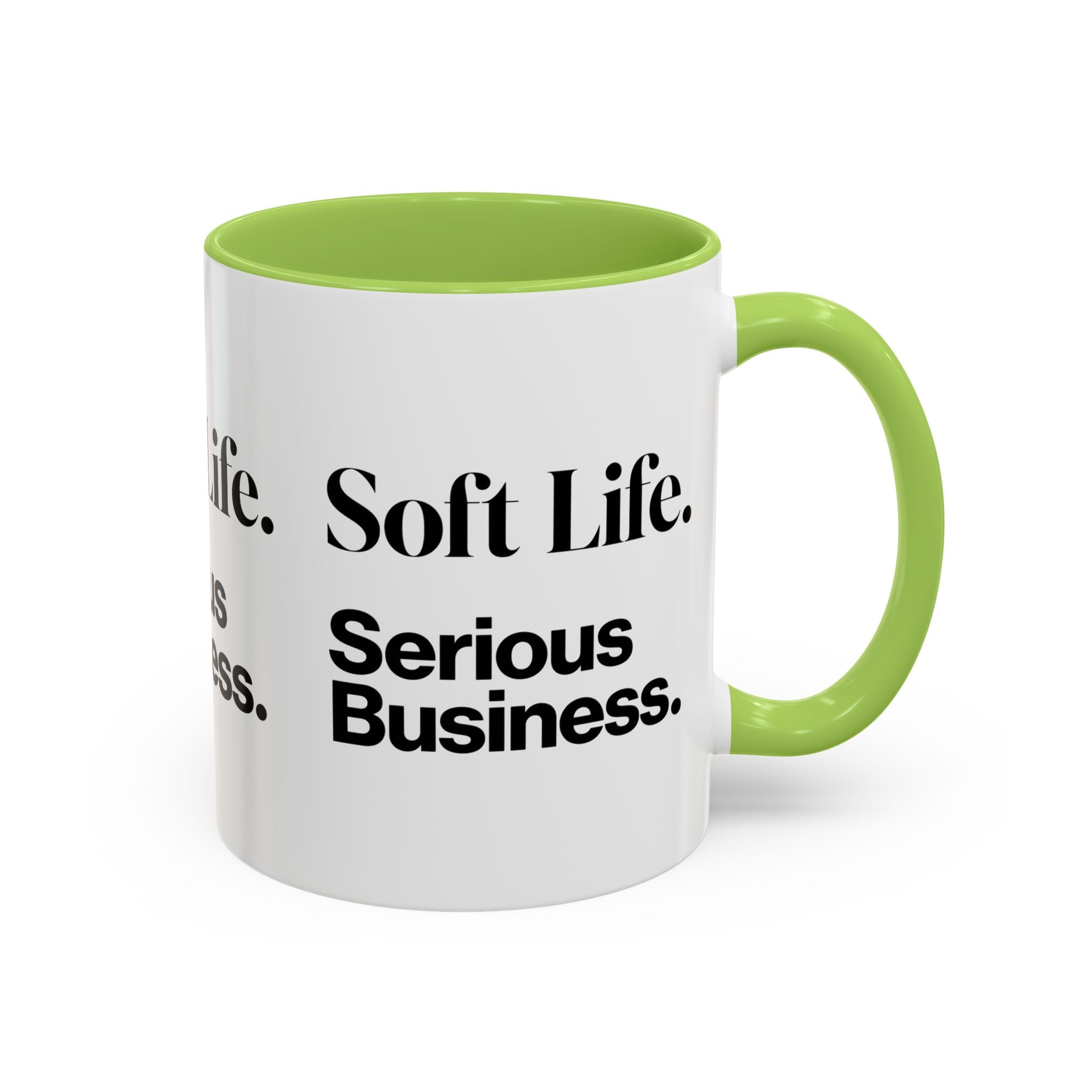 Soft Life. Serious Business. Accent Mug — Entrepreneur & Business Owner Coffee Cup