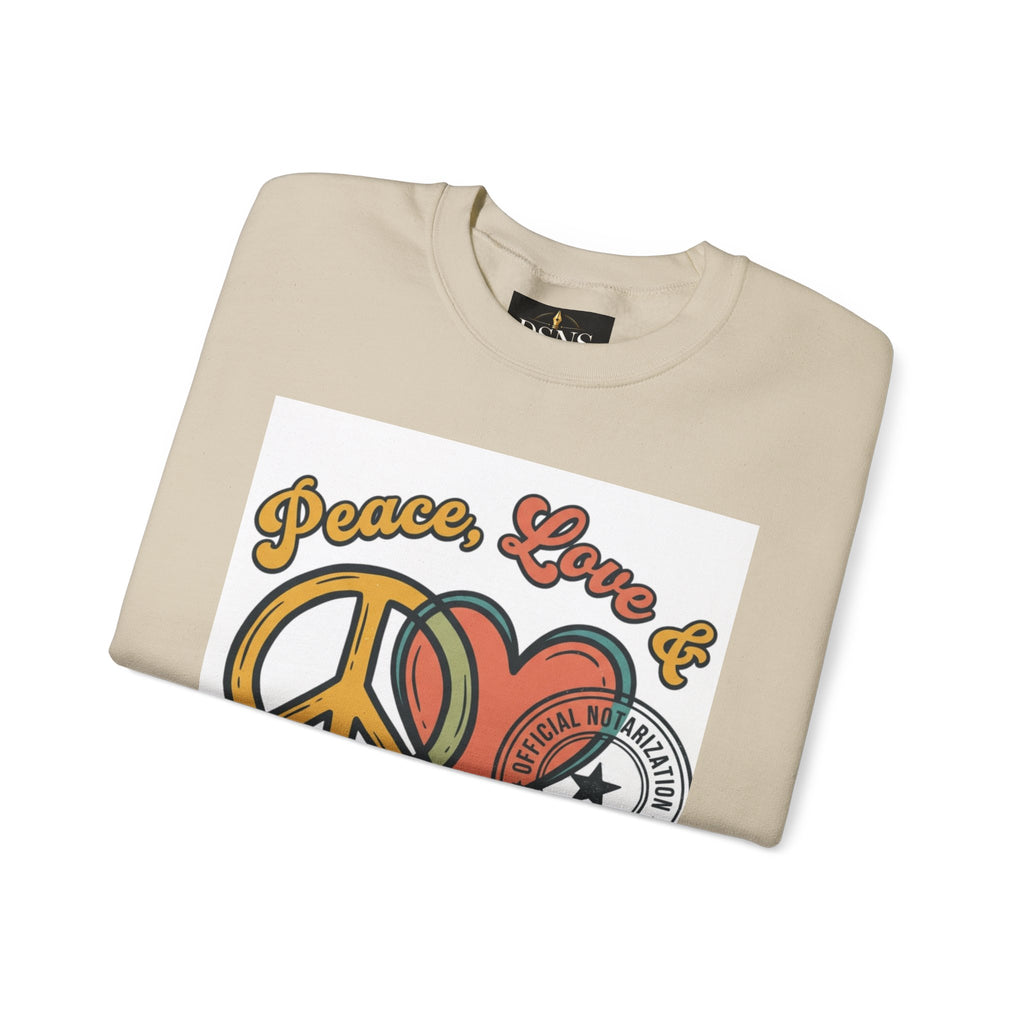 Peace, Love & Notarizations Cozy  Crewneck Sweatshirt ☮️❤️🖋️